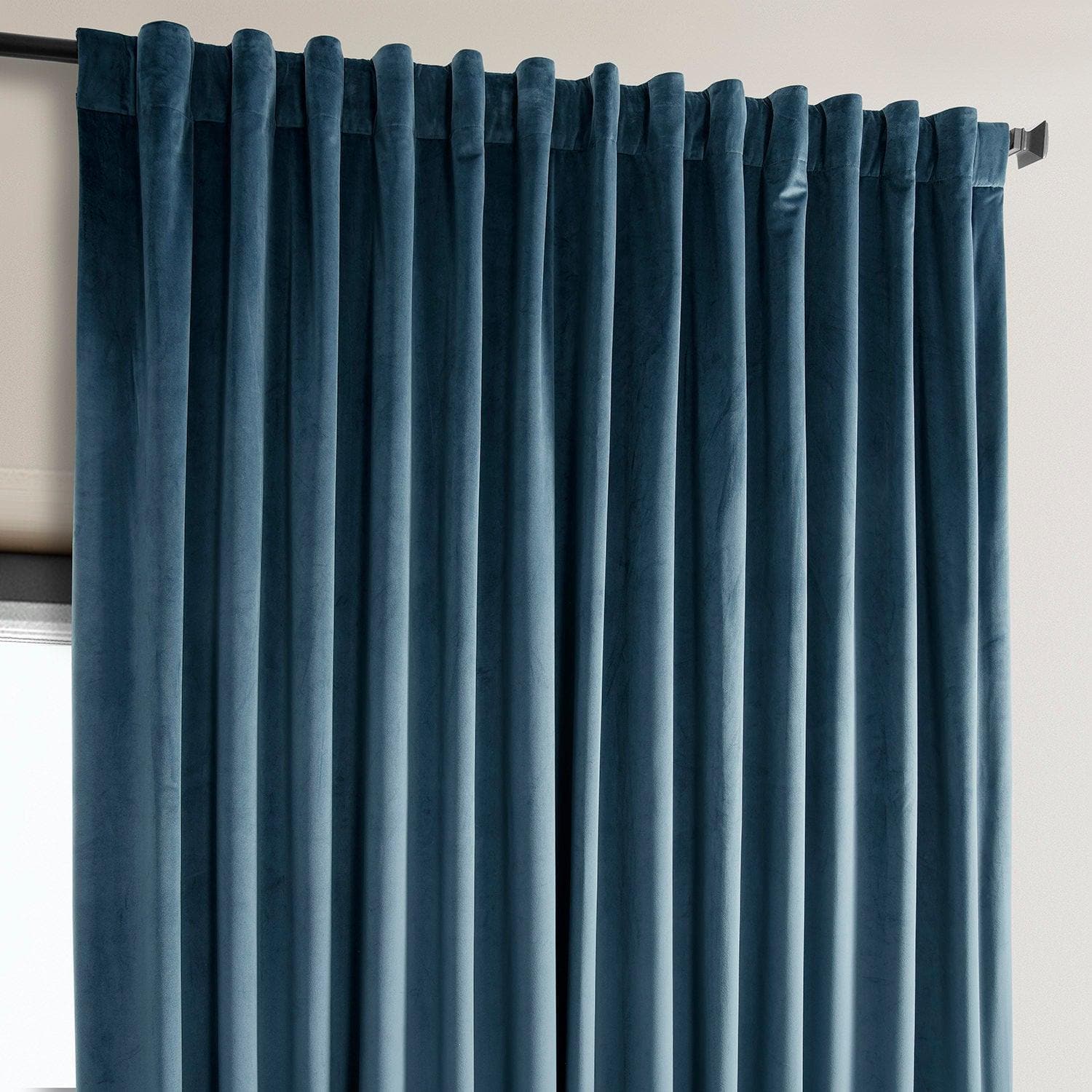 Avalon Blue Extra Wide Heritage Plush Velvet Room Darkening Curtain - Image 3