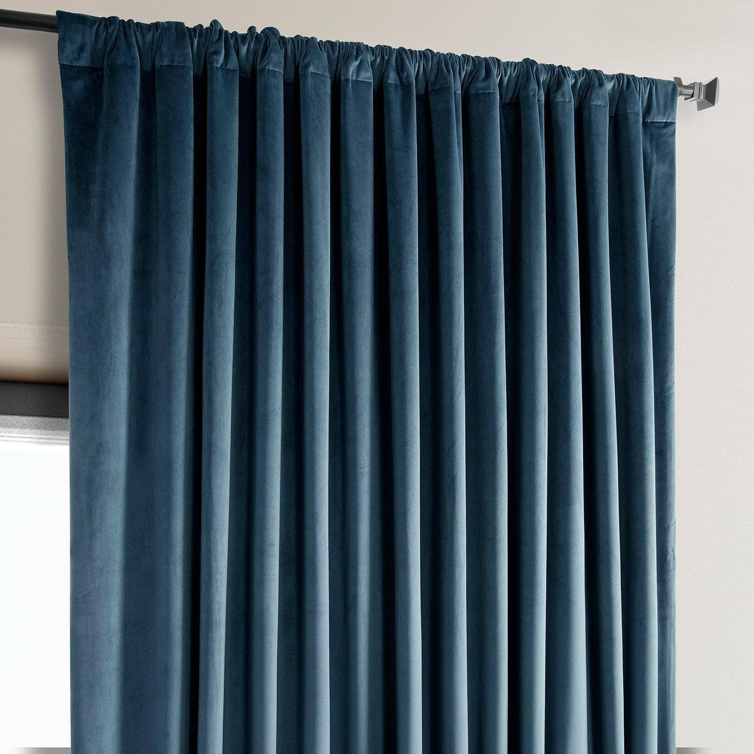 Avalon Blue Extra Wide Heritage Plush Velvet Room Darkening Curtain - Image 4