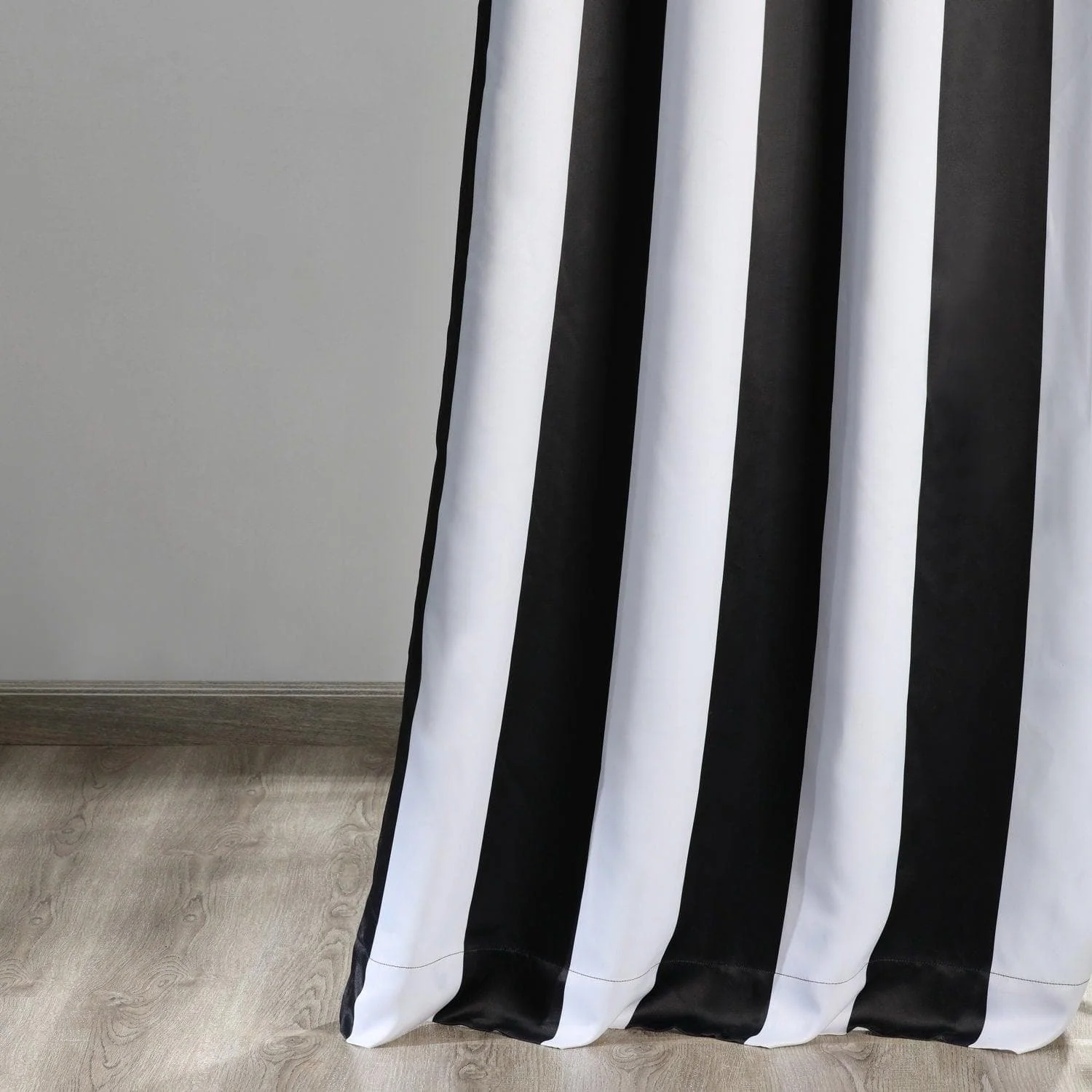 Awning Black & Fog White Striped Grommet Room Darkening Curtain - Image 5