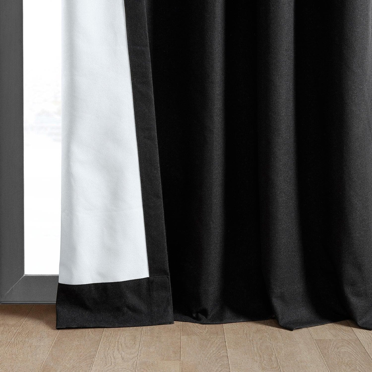 Black Thermal Cross Linen Weave Blackout Curtain - Image 5
