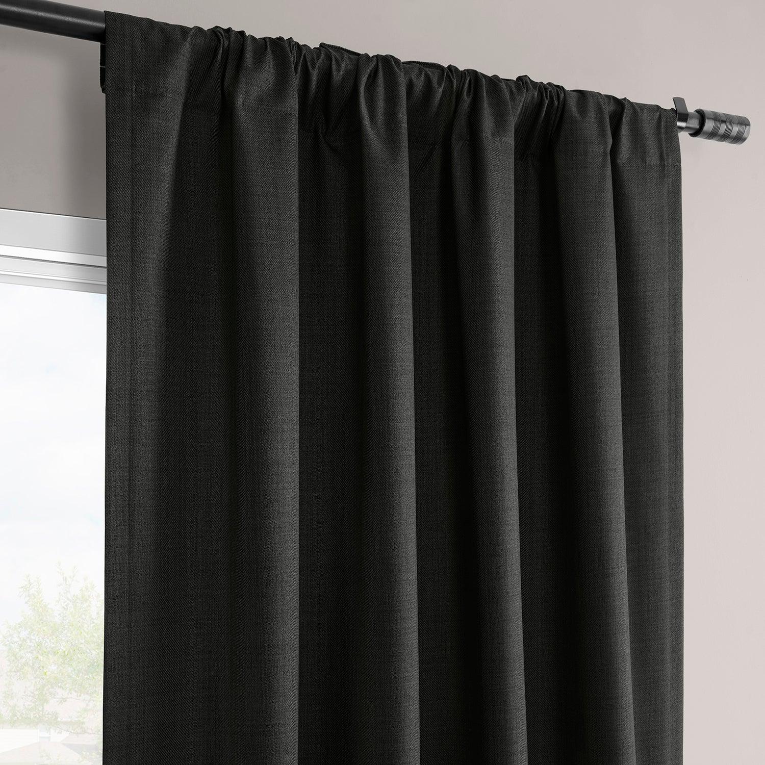 Black Vienna Basic Linen Blackout Curtain Pair (2 Panels) - Image 5