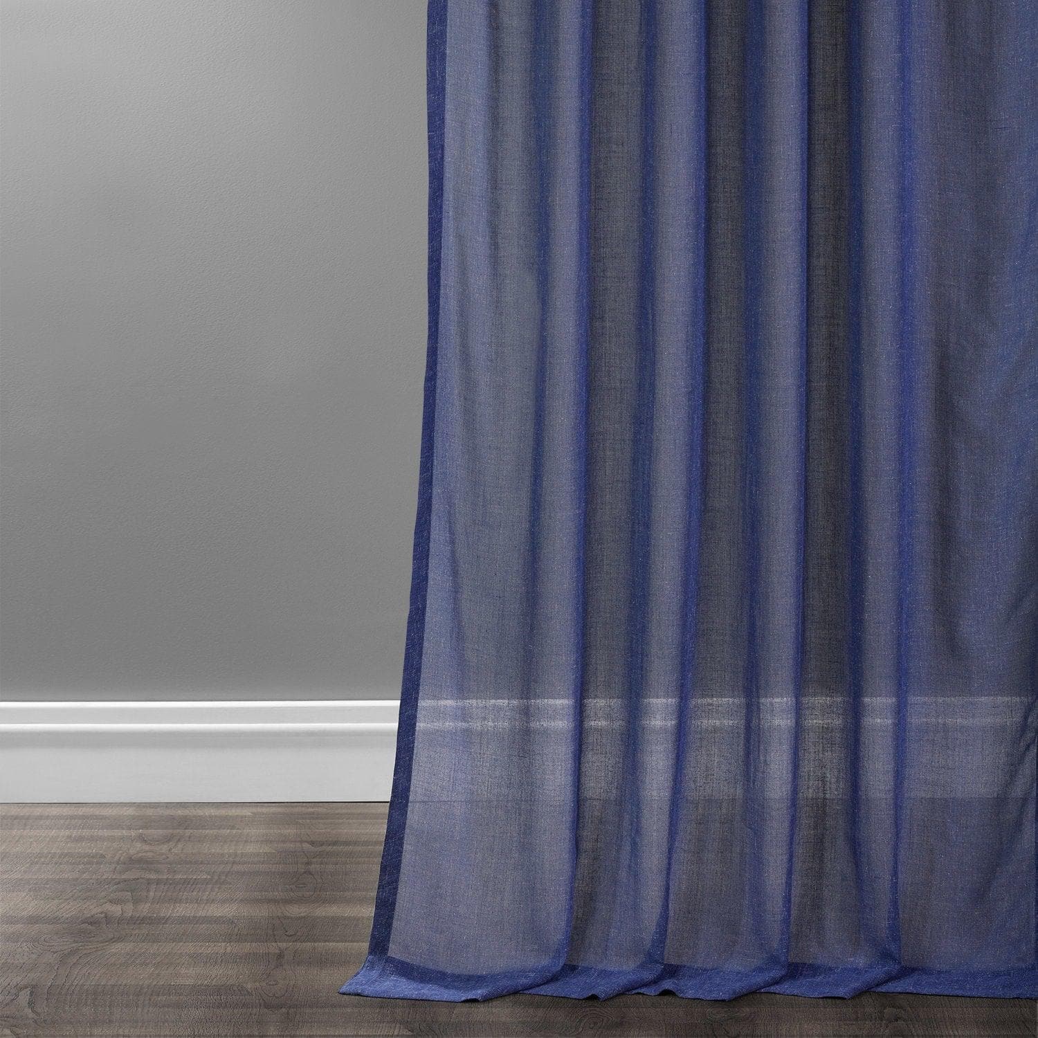 Blue Lapis Textured Faux Linen Sheer Curtain - Image 4