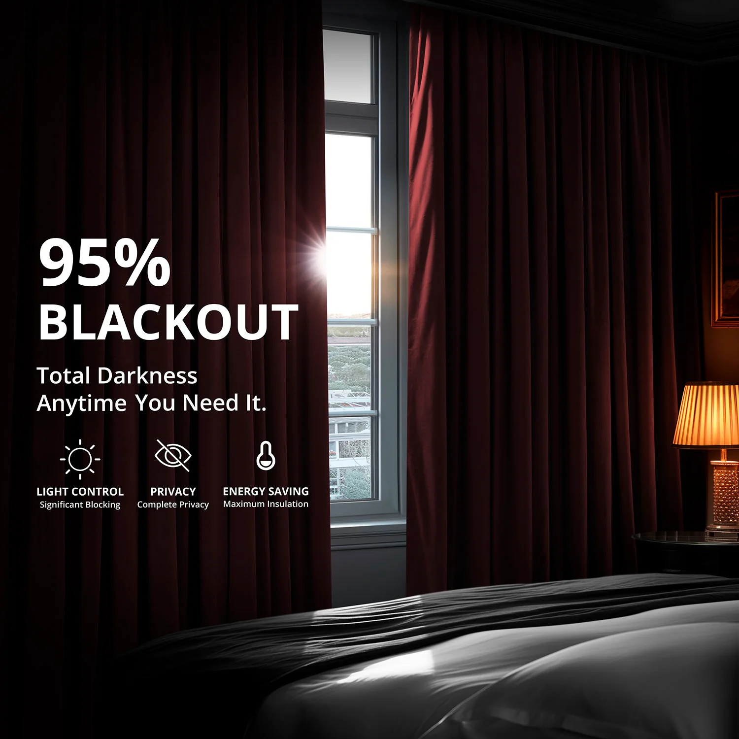 Burgundy Signature Extra Wide Velvet Blackout Curtain - Image 4