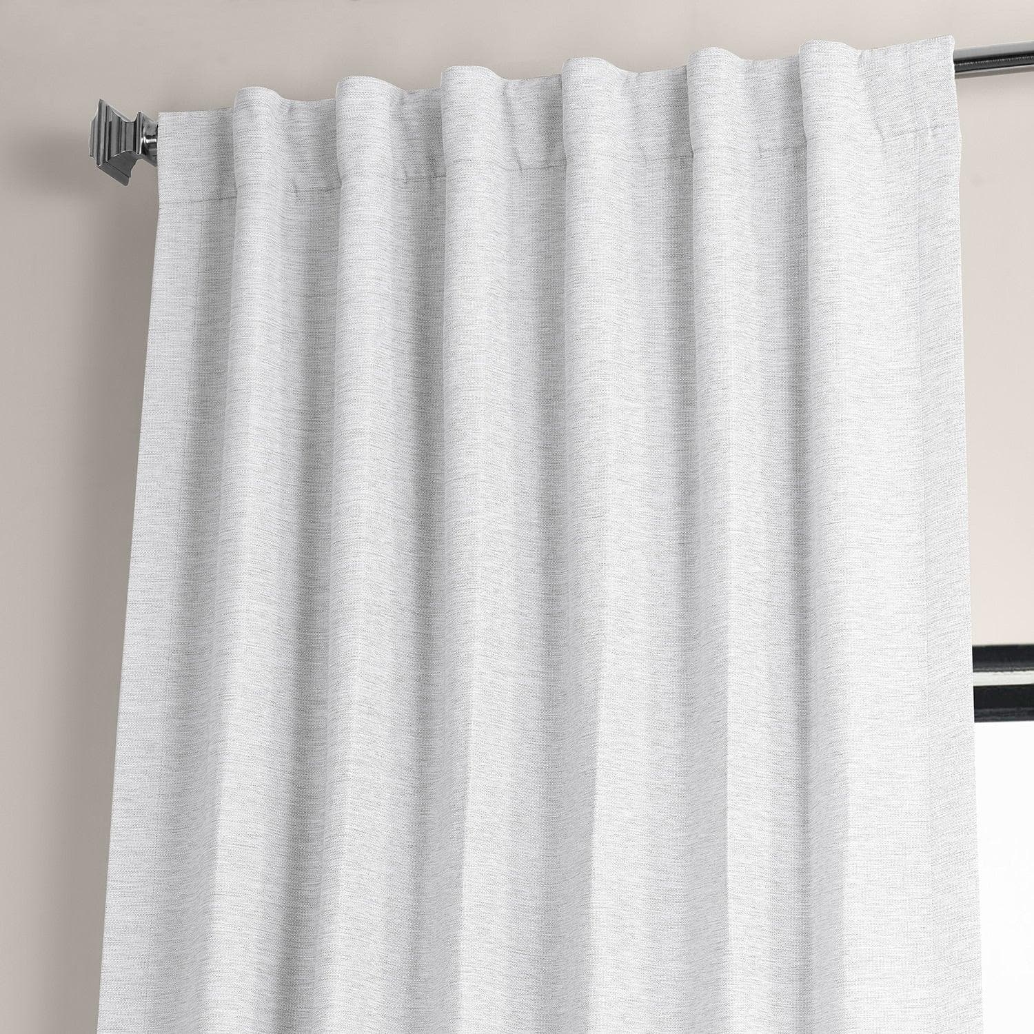 Chalk Off White Bellino Textured Faux Linen Room Darkening Curtain - Image 3