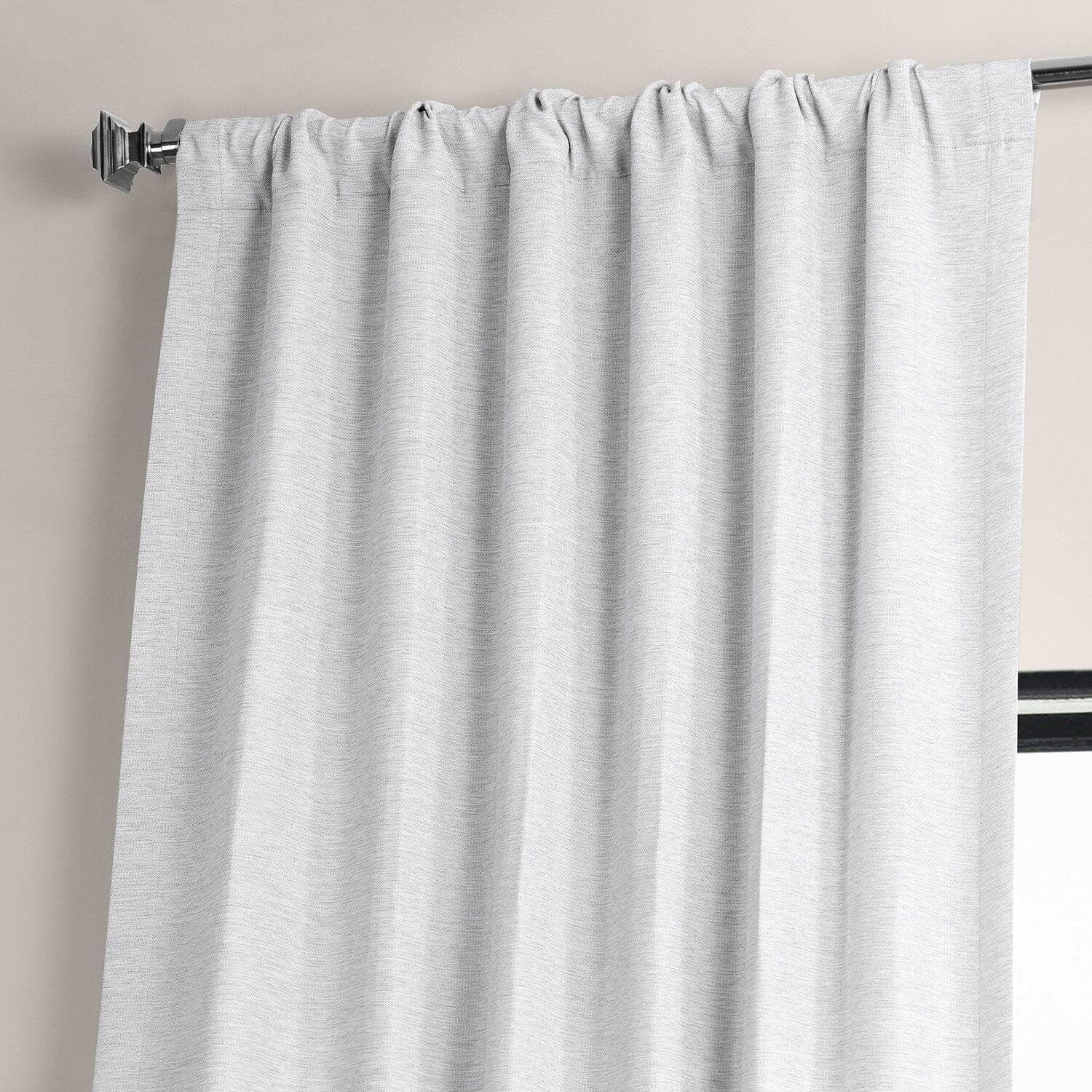Chalk Off White Bellino Textured Faux Linen Room Darkening Curtain - Image 4