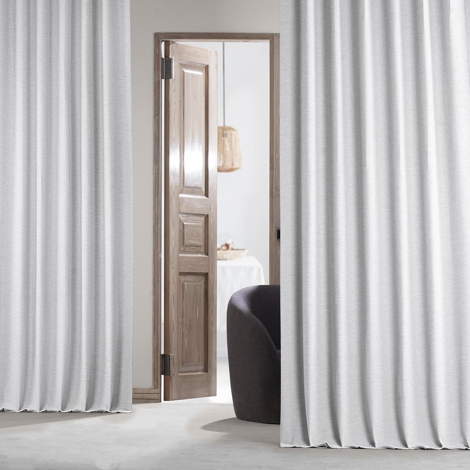 Chalk Off White Bellino Textured Faux Linen Room Darkening Curtain - Image 6