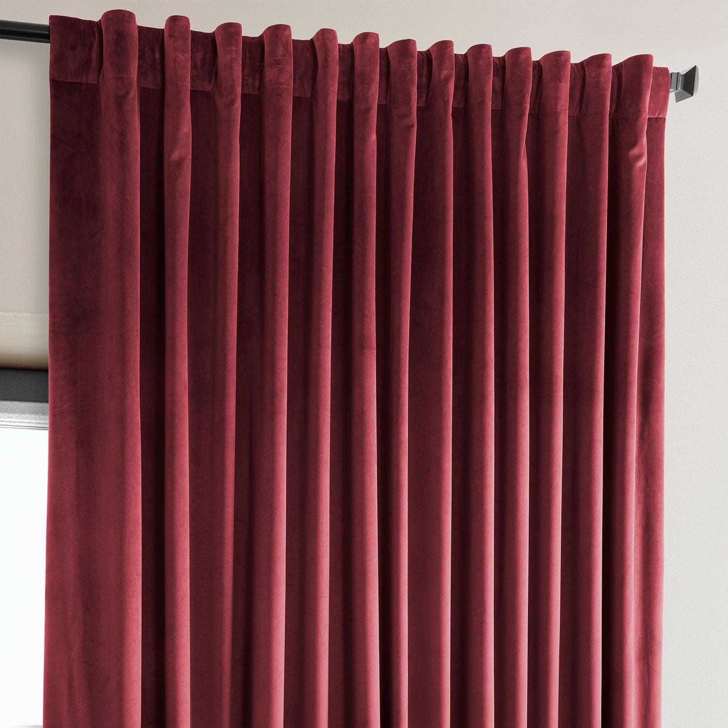 Cinema Red Extra Wide Heritage Plush Velvet Room Darkening Curtain - Image 3