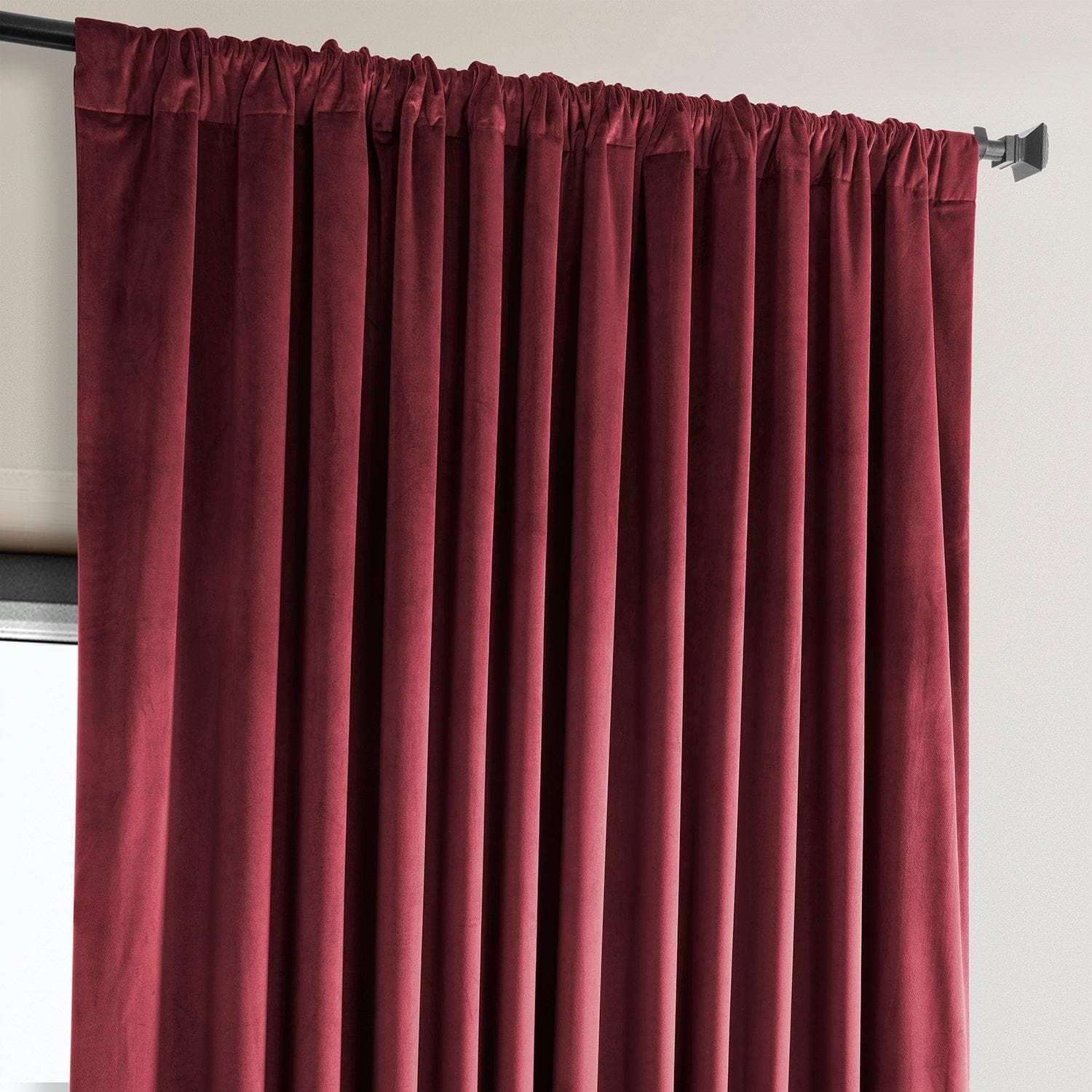 Cinema Red Extra Wide Heritage Plush Velvet Room Darkening Curtain - Image 4