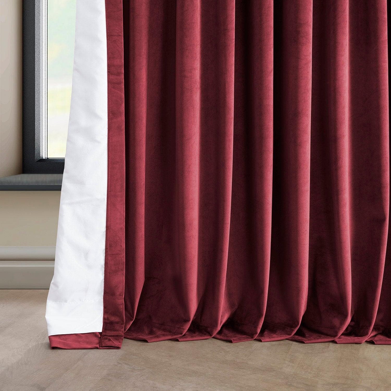 Cinema Red Extra Wide Heritage Plush Velvet Room Darkening Curtain - Image 5