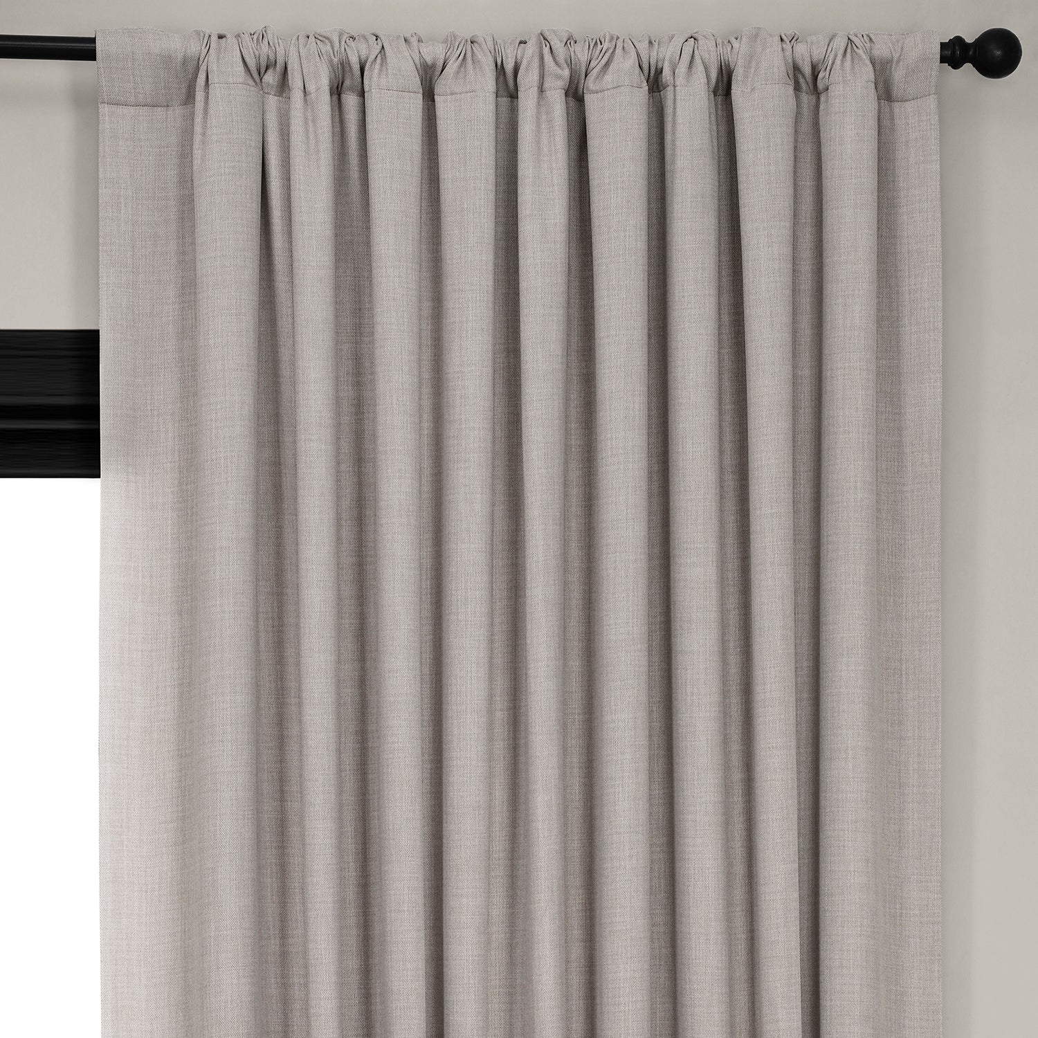 Clay Extra Wide Textured Faux Linen Room Darkening Curtain - Image 4