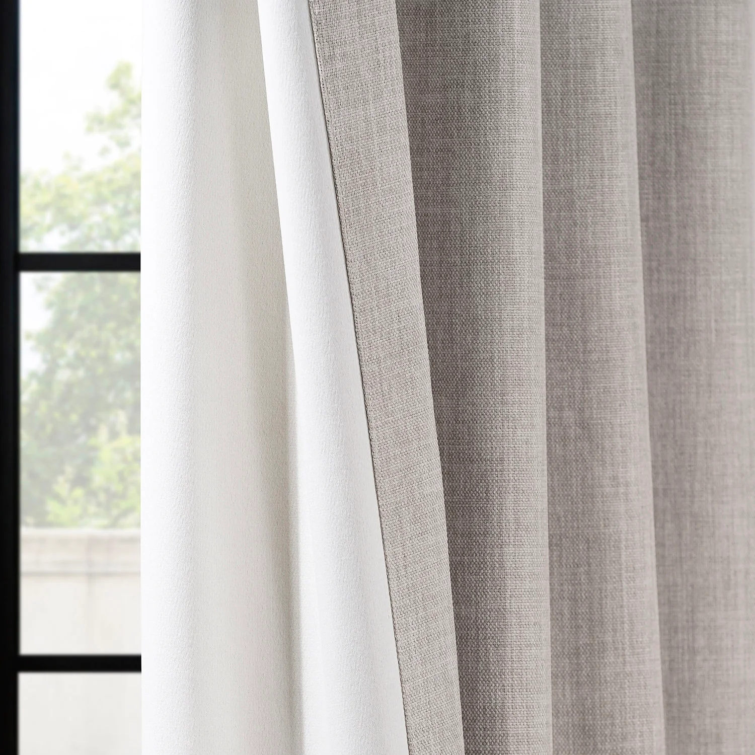 Clay Extra Wide Textured Faux Linen Room Darkening Curtain - Image 5