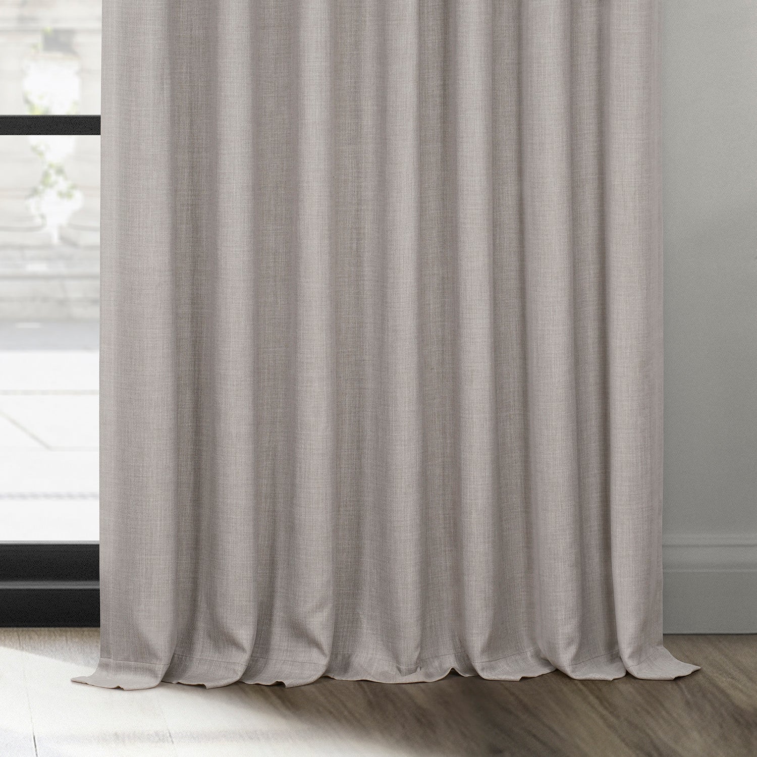 Clay Extra Wide Textured Faux Linen Room Darkening Curtain - Image 6