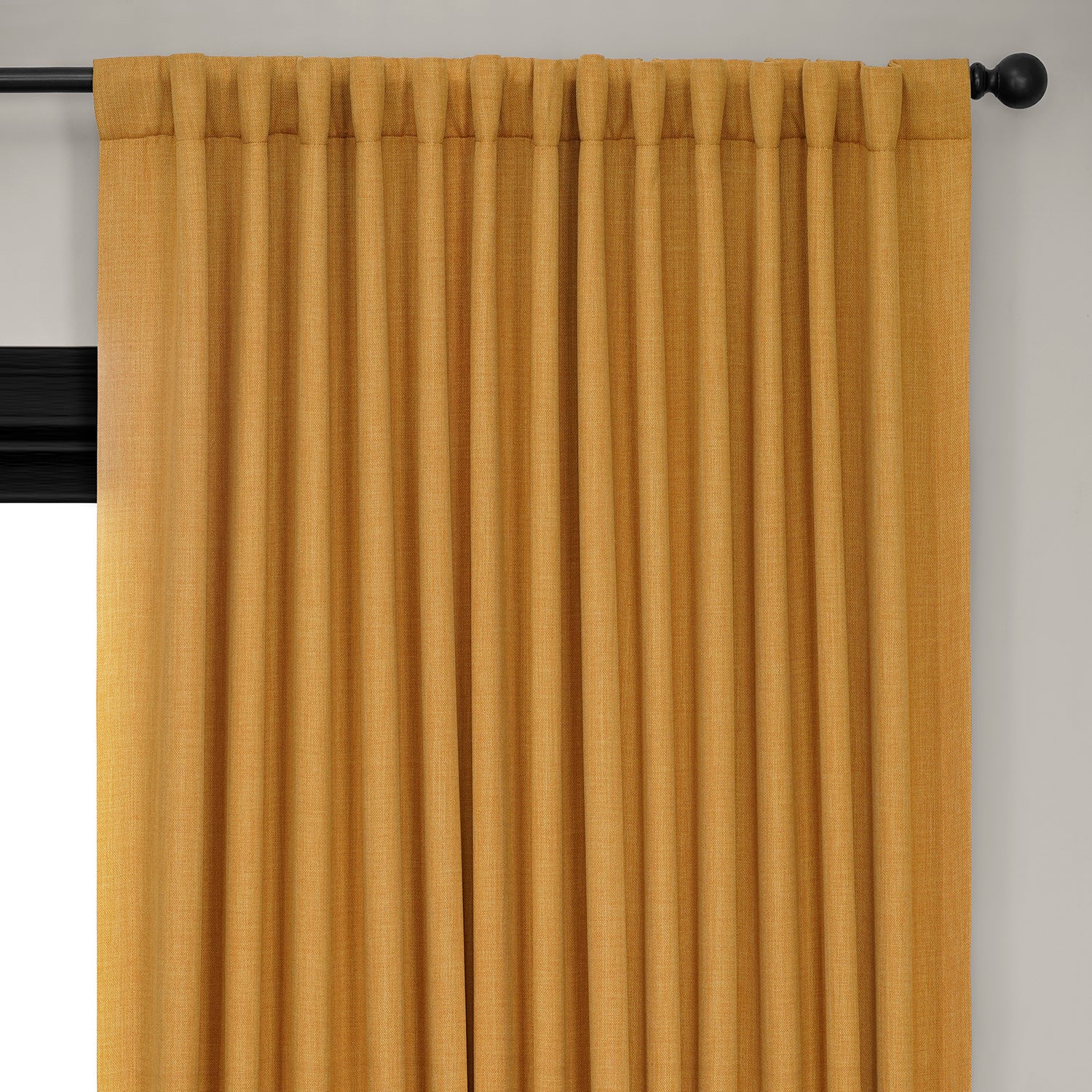 Dandelion Gold Extra Wide Textured Faux Linen Room Darkening Curtain - Image 3