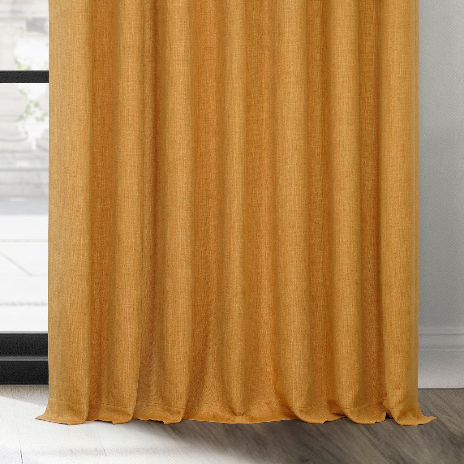 Dandelion Gold Extra Wide Textured Faux Linen Room Darkening Curtain - Image 6