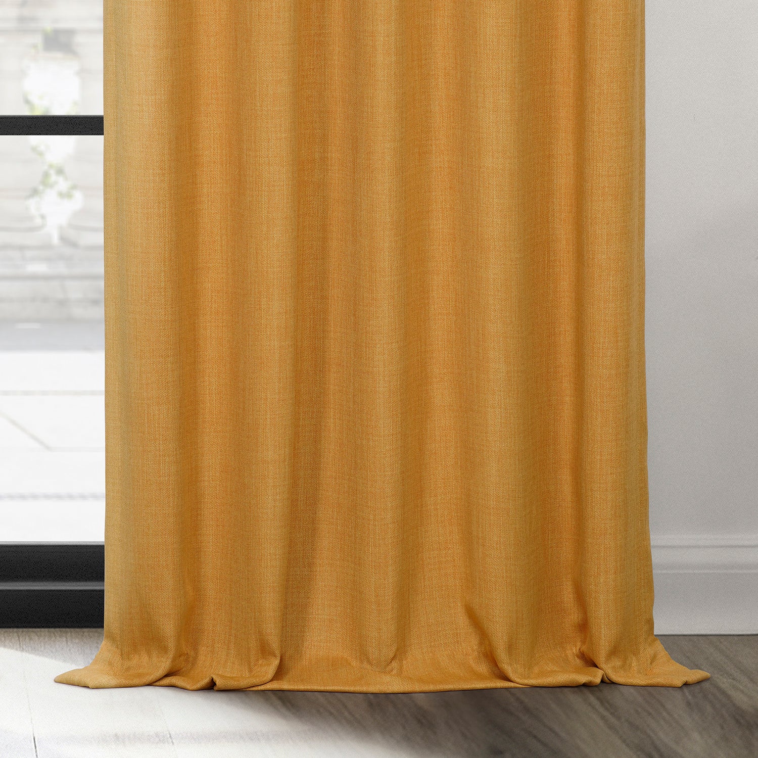 Dandelion Gold Grommet Textured Faux Linen Room Darkening Curtain - Image 4