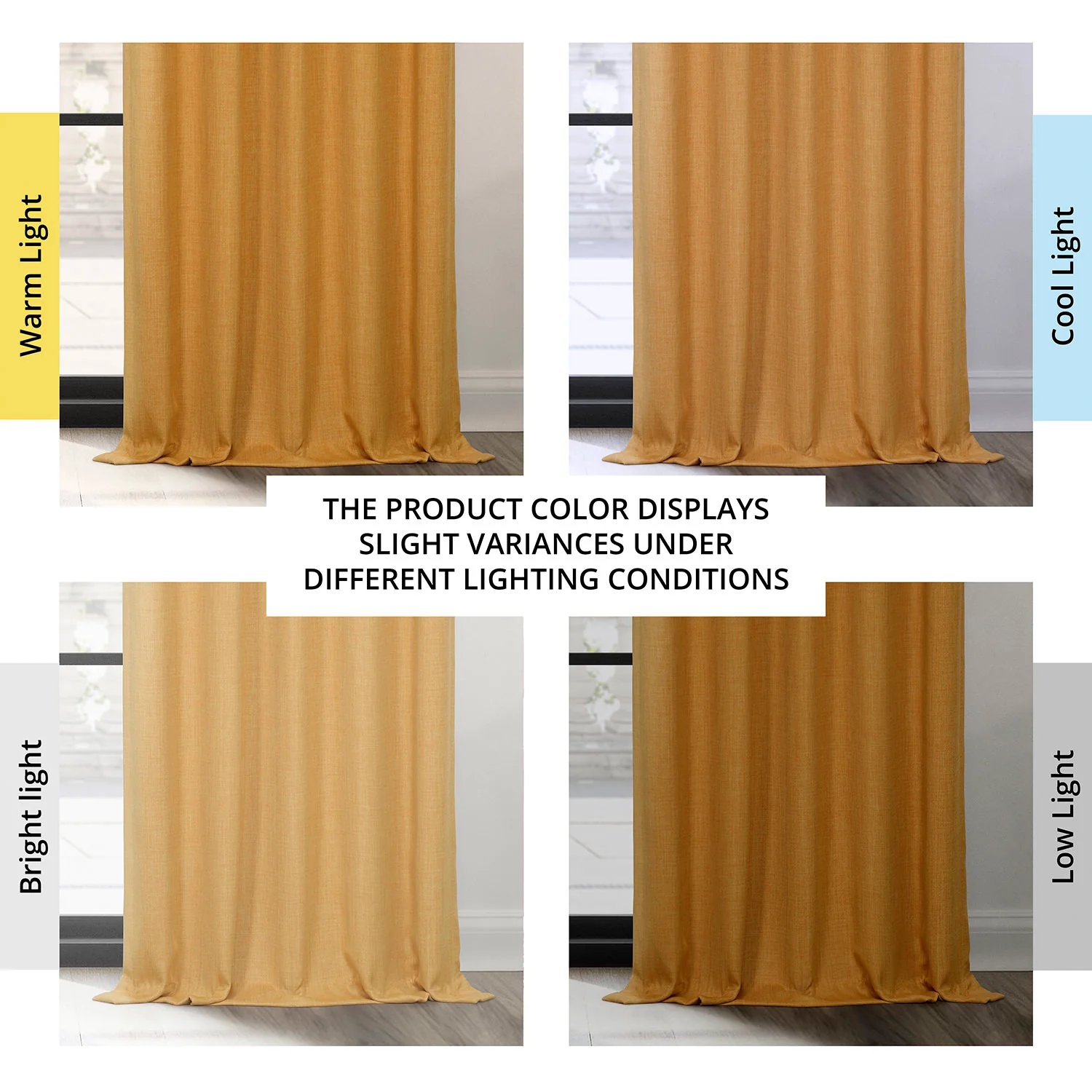 Dandelion Gold Grommet Textured Faux Linen Room Darkening Curtain - Image 5