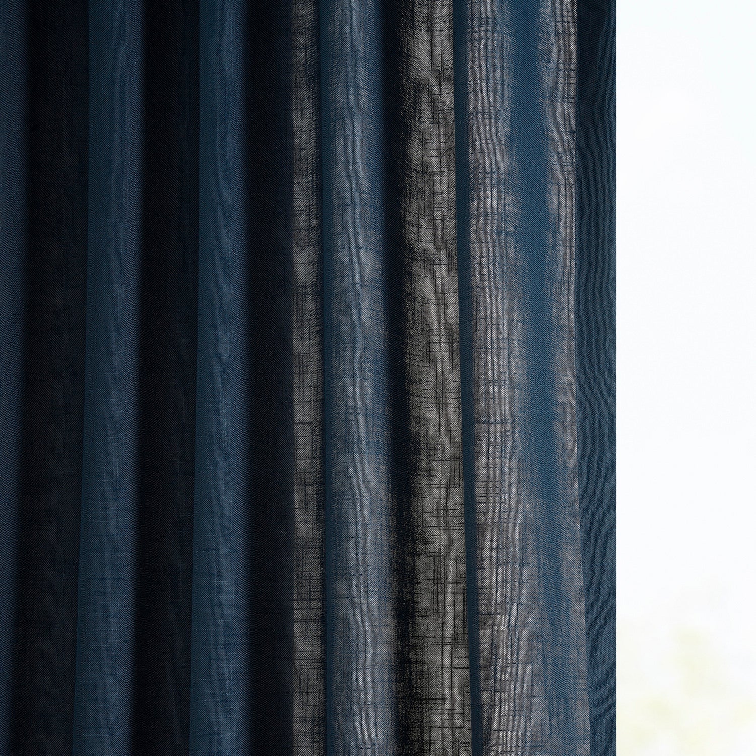 Deep Blue Classic Faux Linen Custom Curtain - Image 4