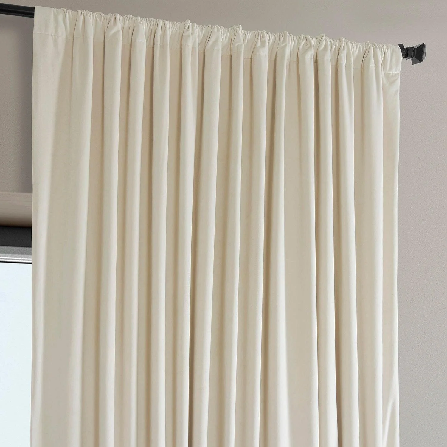 Diva Cream Extra Wide Signature Plush Velvet Hotel Blackout Curtain - Image 4