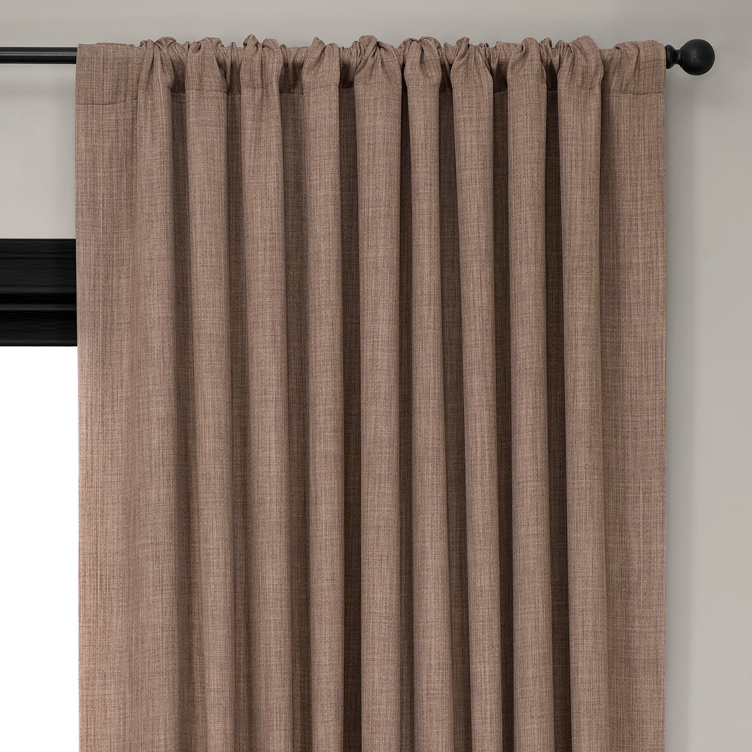 Dutch Cocoa Extra Wide Textured Faux Linen Room Darkening Curtain - Image 4