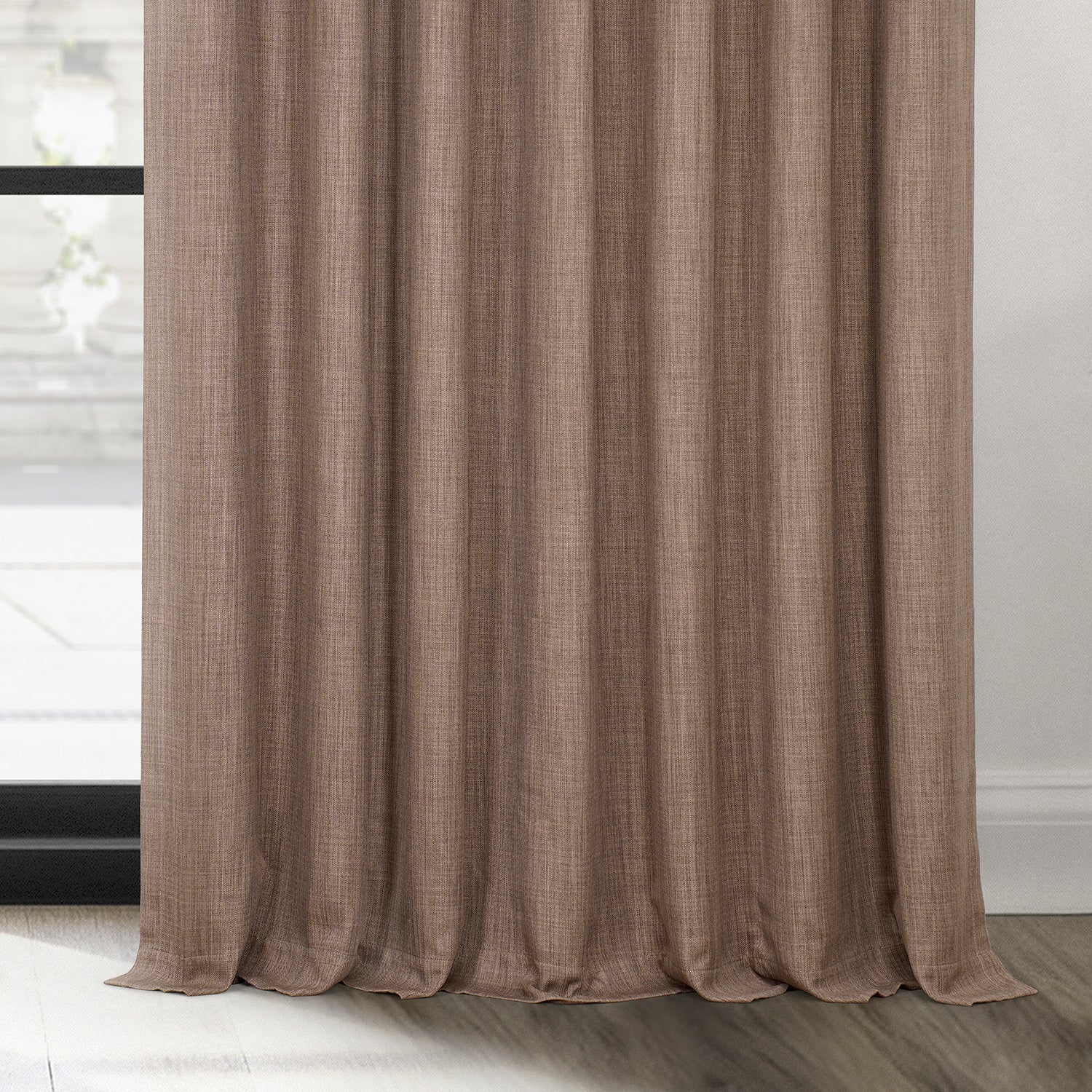 Dutch Cocoa Extra Wide Textured Faux Linen Room Darkening Curtain - Image 6