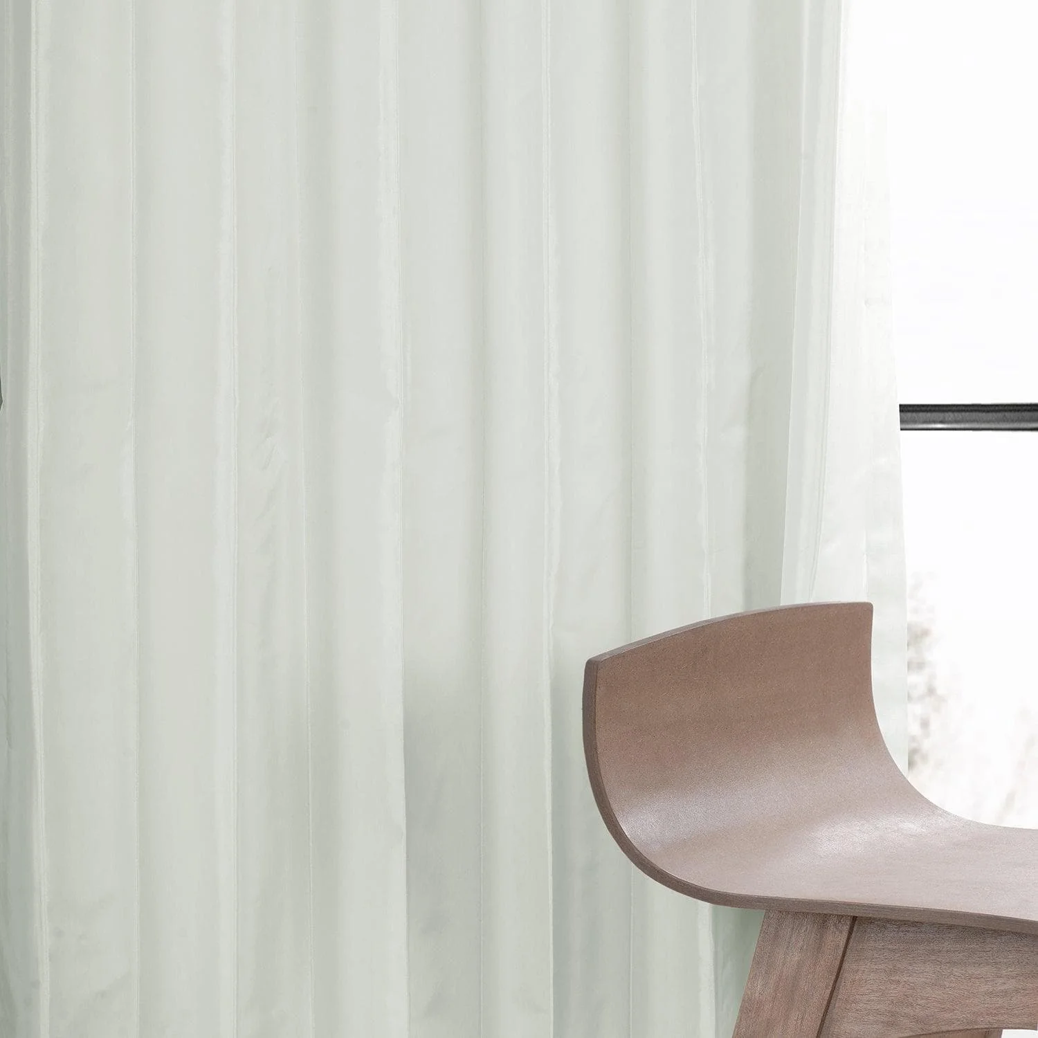 Eggshell Faux Silk Taffeta Blackout Curtain - Image 5