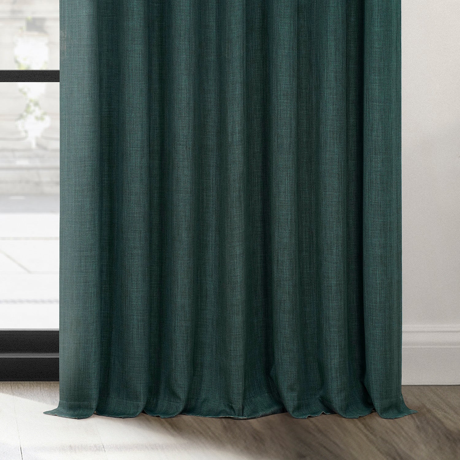 Focal Green Textured Faux Linen Custom Curtain - Image 3