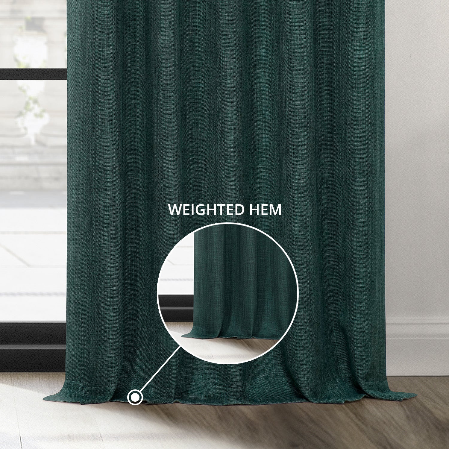 Focal Green Textured Faux Linen Custom Curtain - Image 4