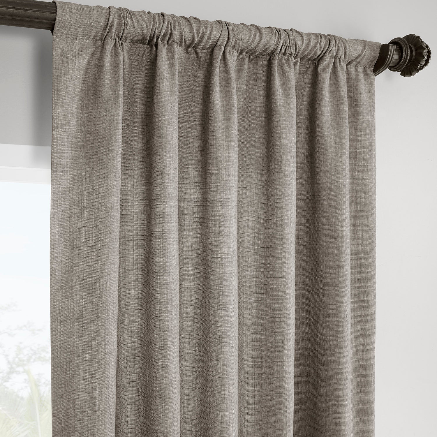 Fossil Grey Italian Faux Linen Room Darkening Curtain - Image 4