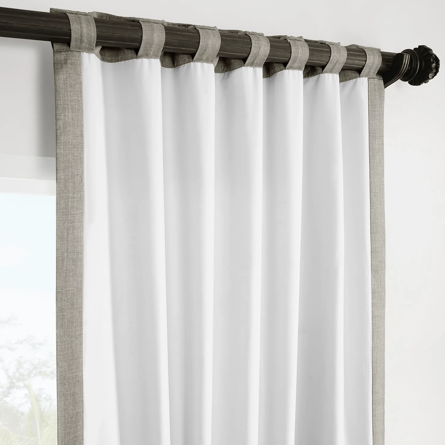Fossil Grey Italian Faux Linen Room Darkening Curtain - Image 5