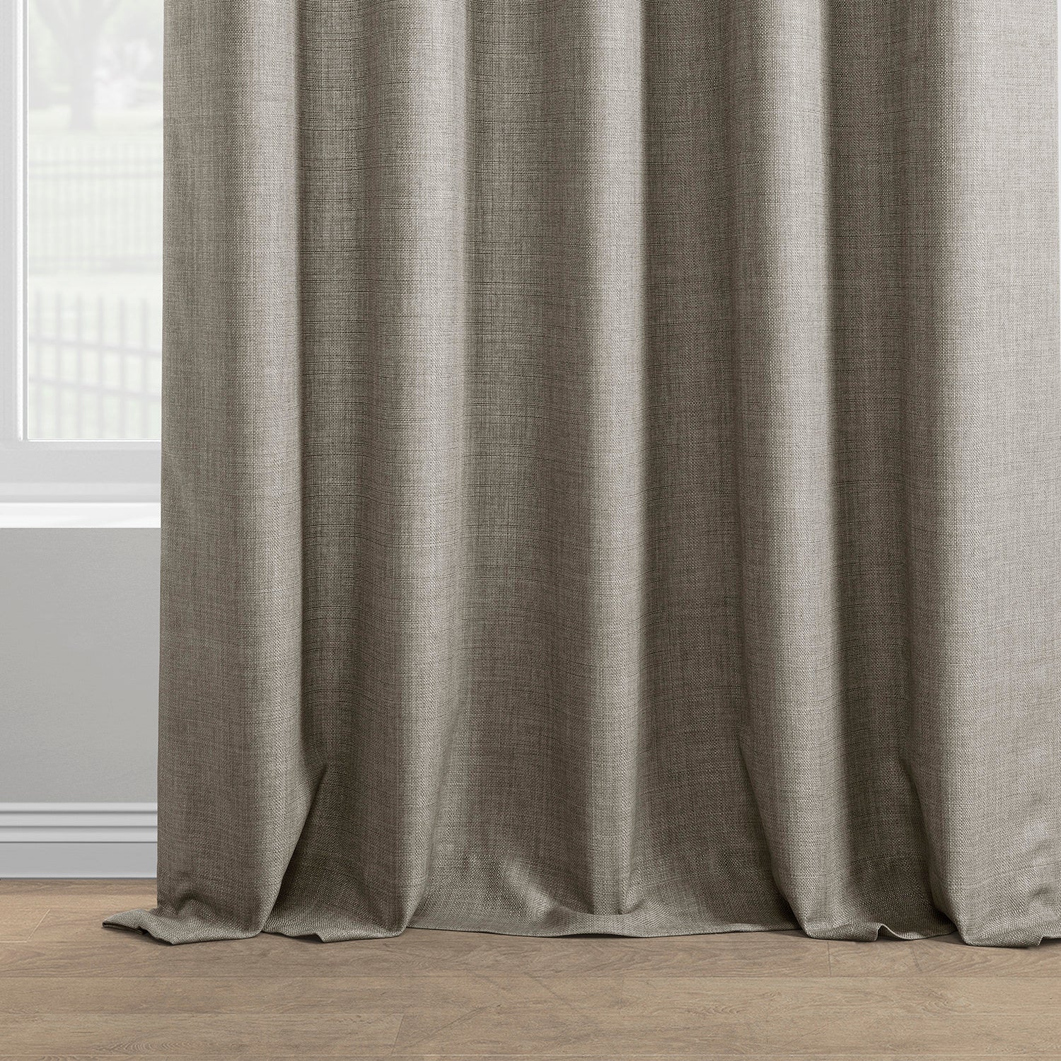 Fossil Grey Italian Faux Linen Room Darkening Curtain - Image 6