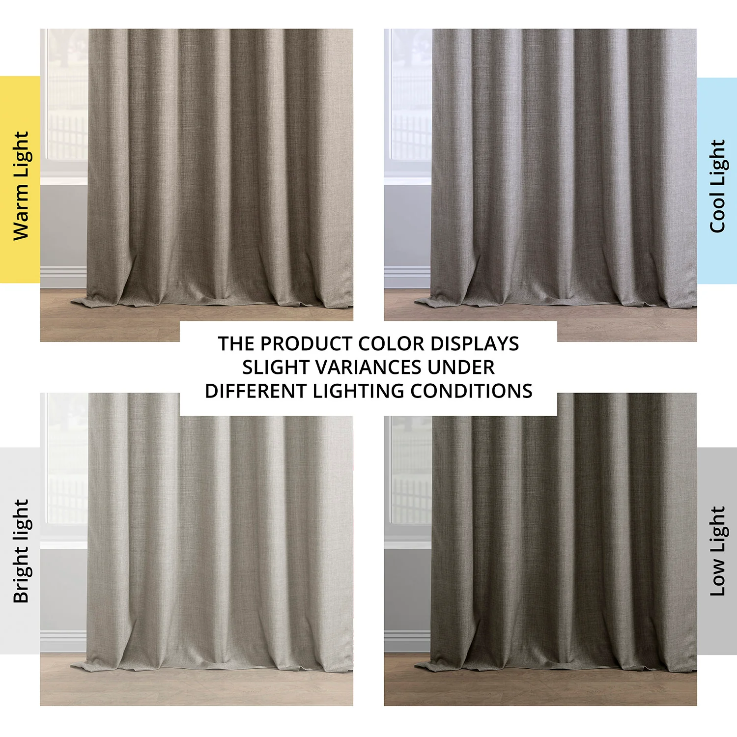 Fossil Grey Italian Faux Linen Room Darkening Curtain - Image 7