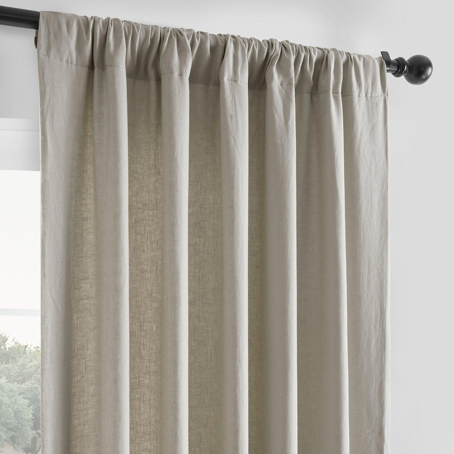 Fresh Khaki French Linen Room Darkening Curtain - Image 4