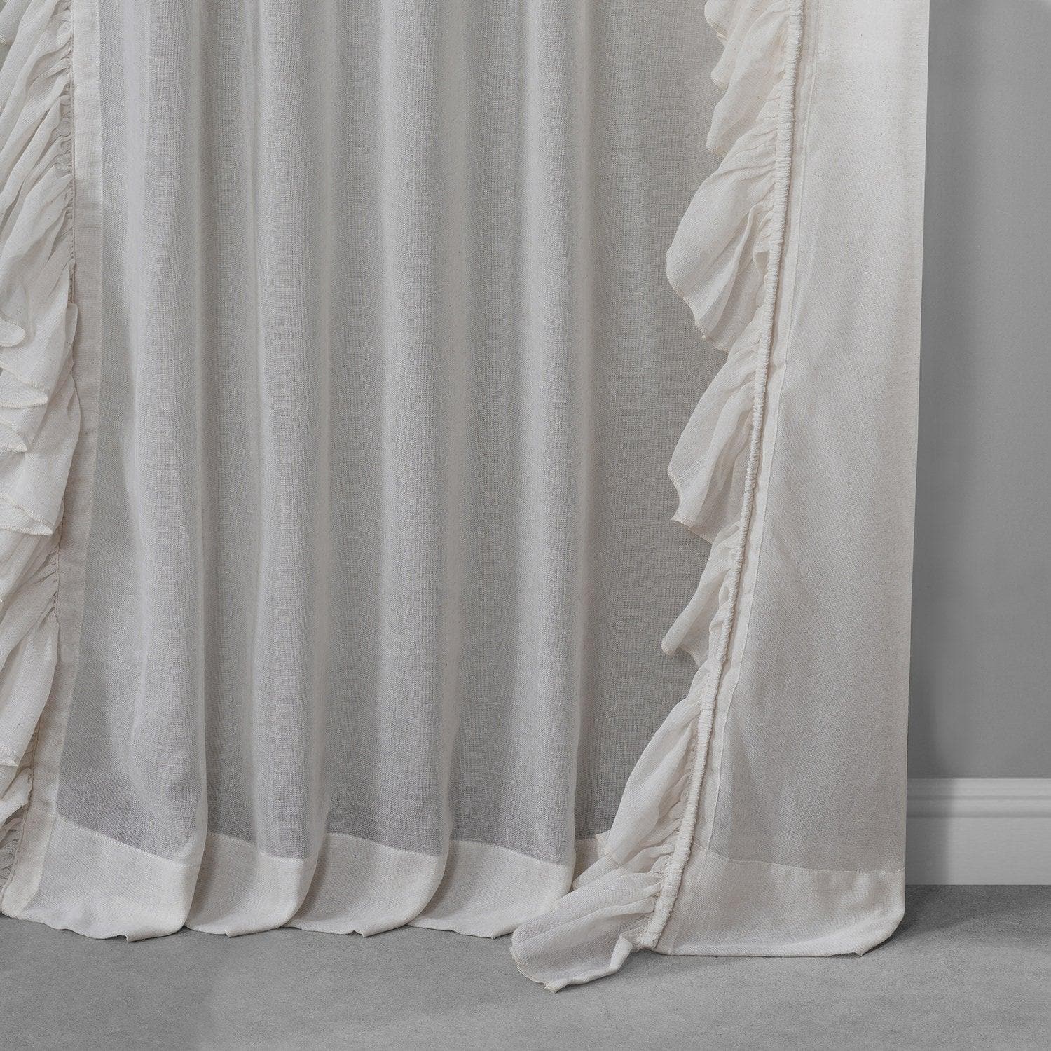 Gardenia Ruffled Faux Linen Sheer Curtain - Image 4