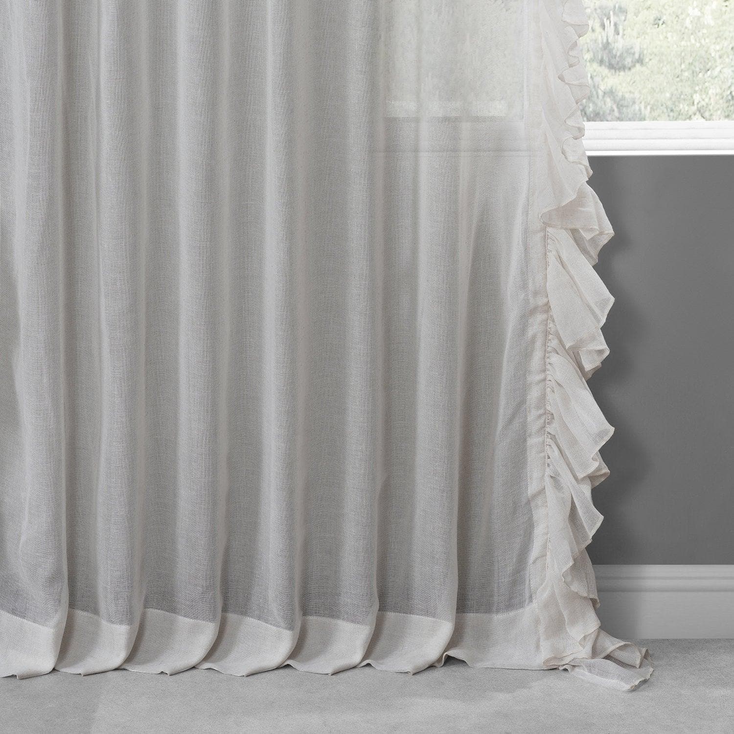 Gardenia Ruffled Faux Linen Sheer Curtain - Image 5