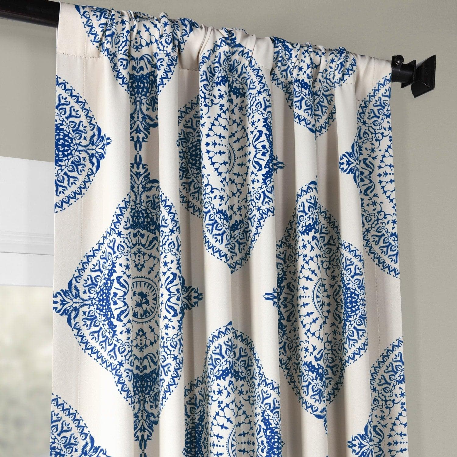 Henna Blue Emblem Room Darkening Curtain - Image 3