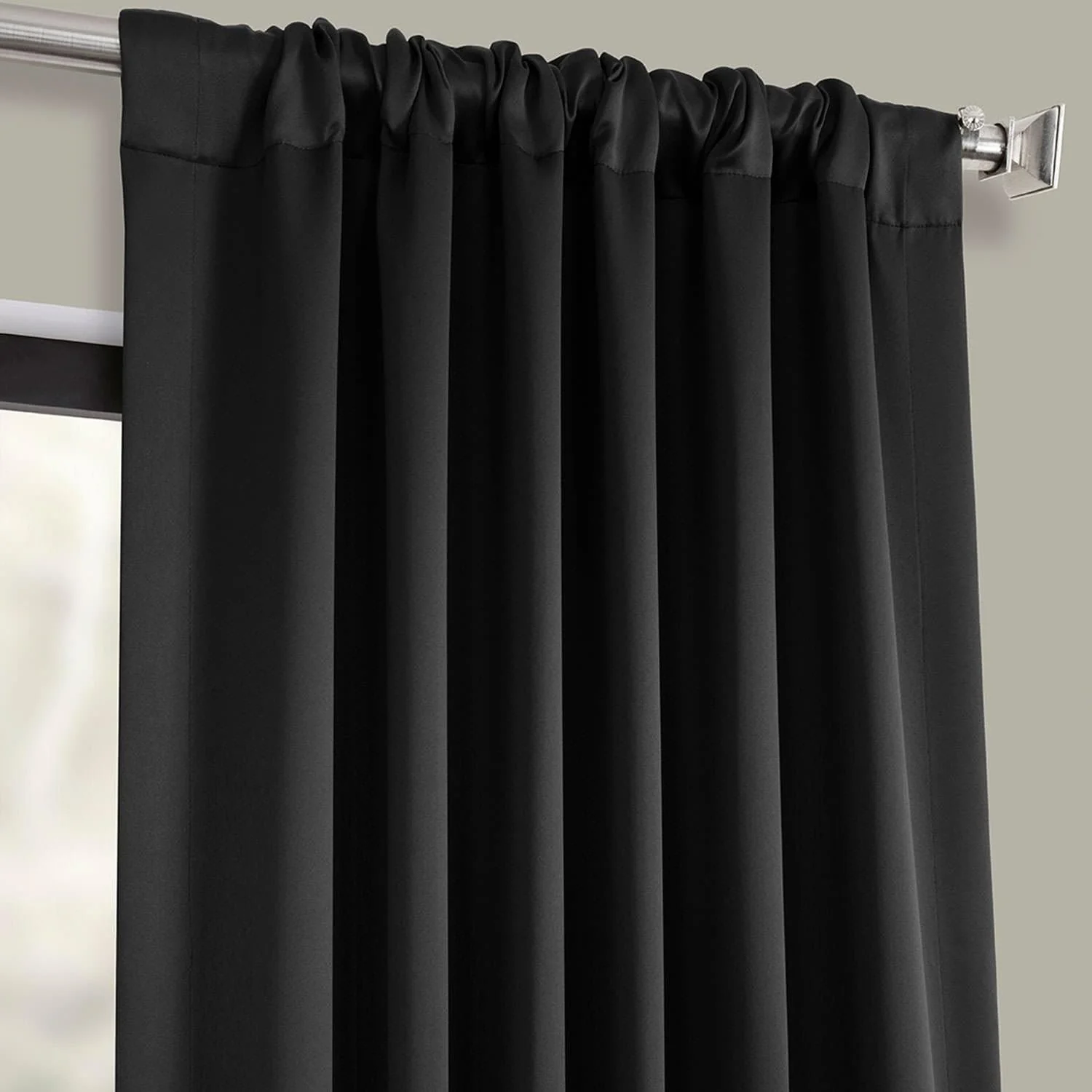 Jet Black Room Darkening Curtain - Image 3