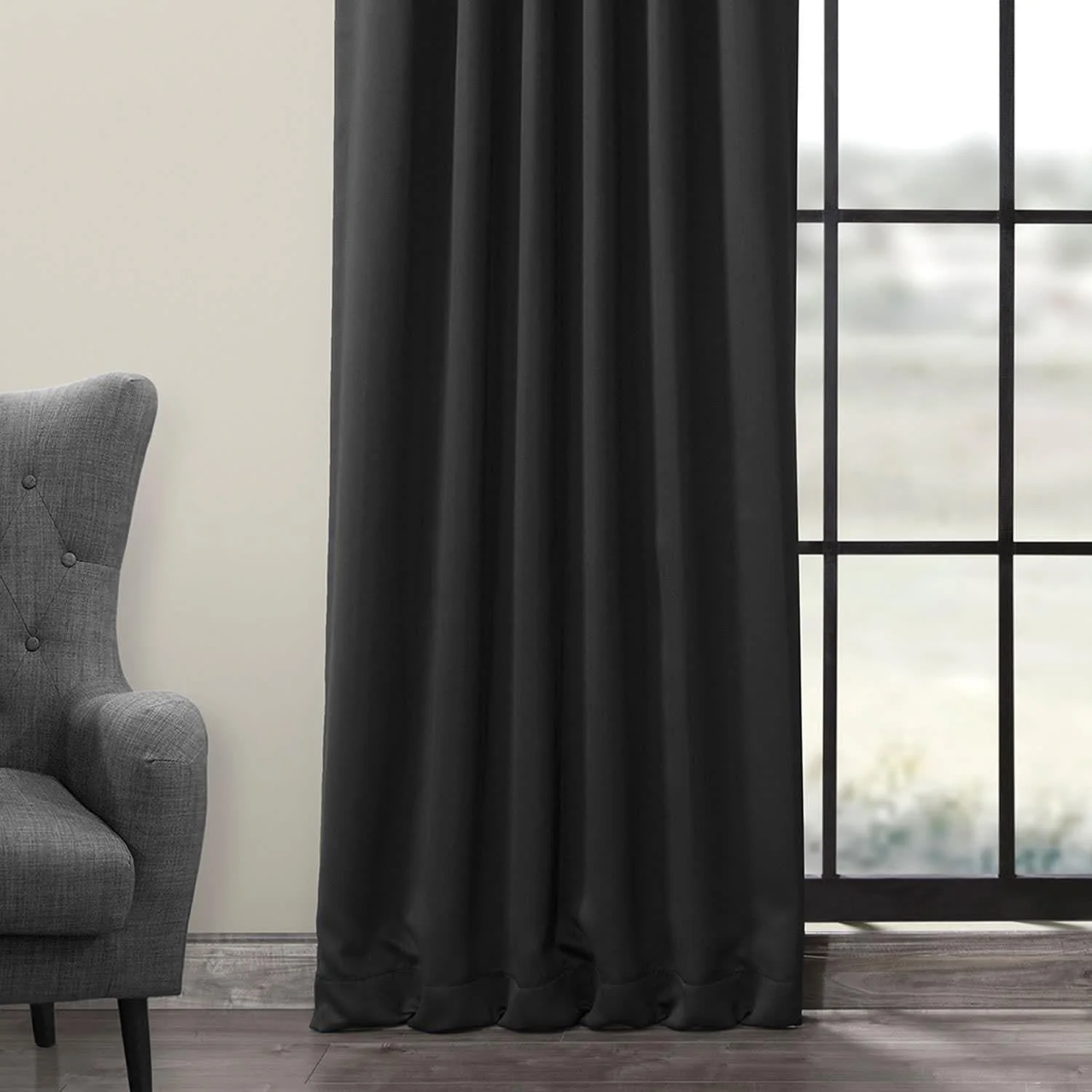 Jet Black Room Darkening Curtain - Image 5