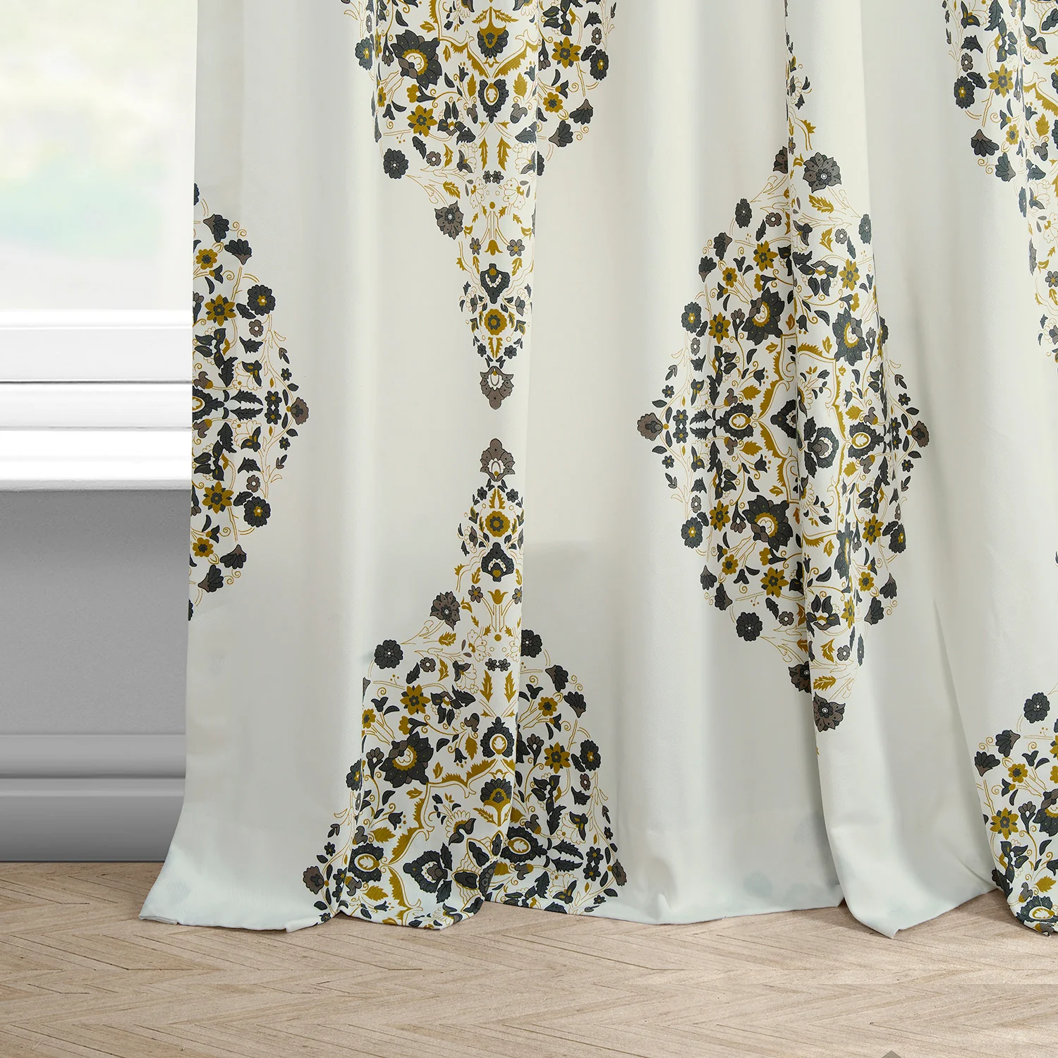 Kerala Gold Emblem Printed Cotton Custom Curtain - Image 3
