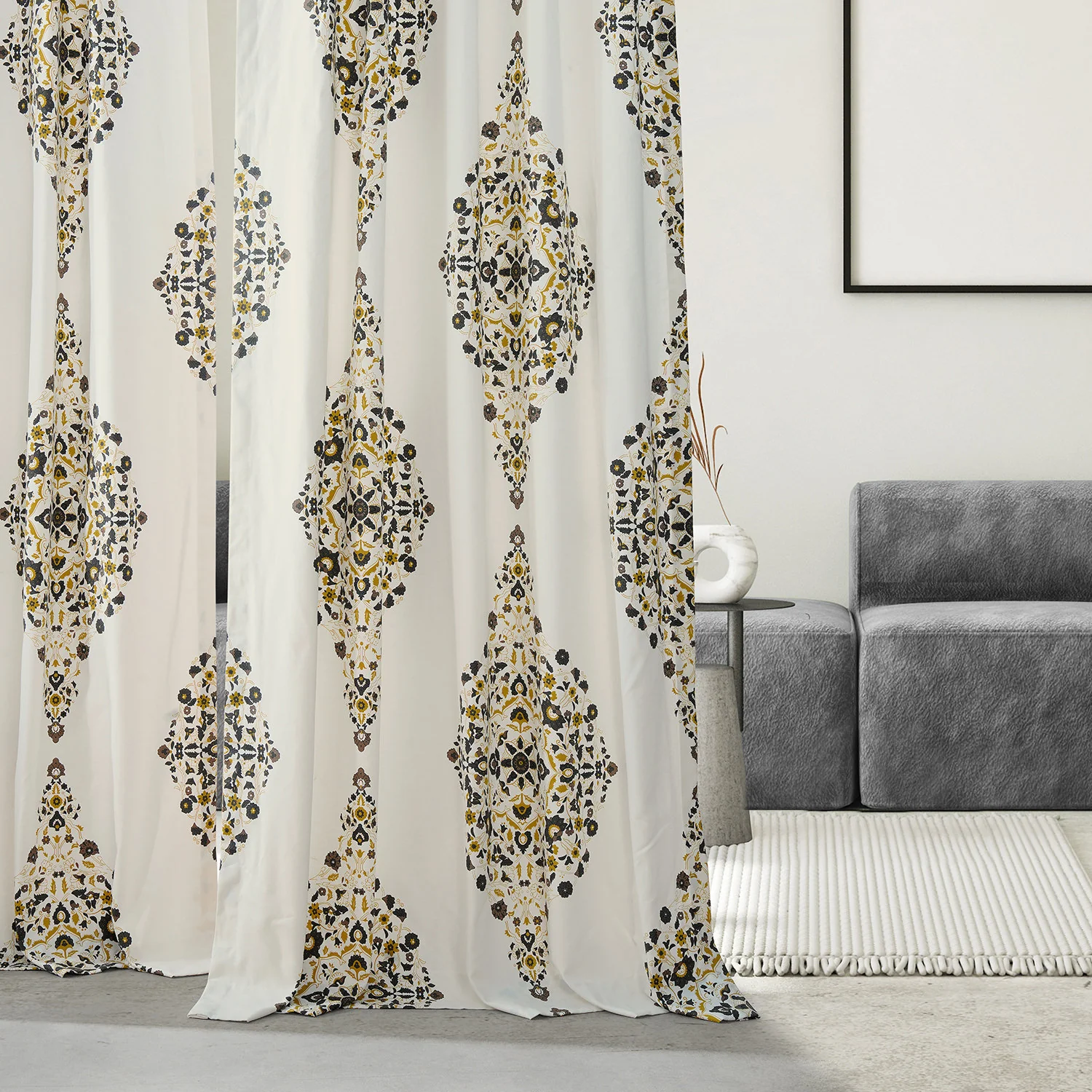 Kerala Gold Emblem Printed Cotton Custom Curtain - Image 4