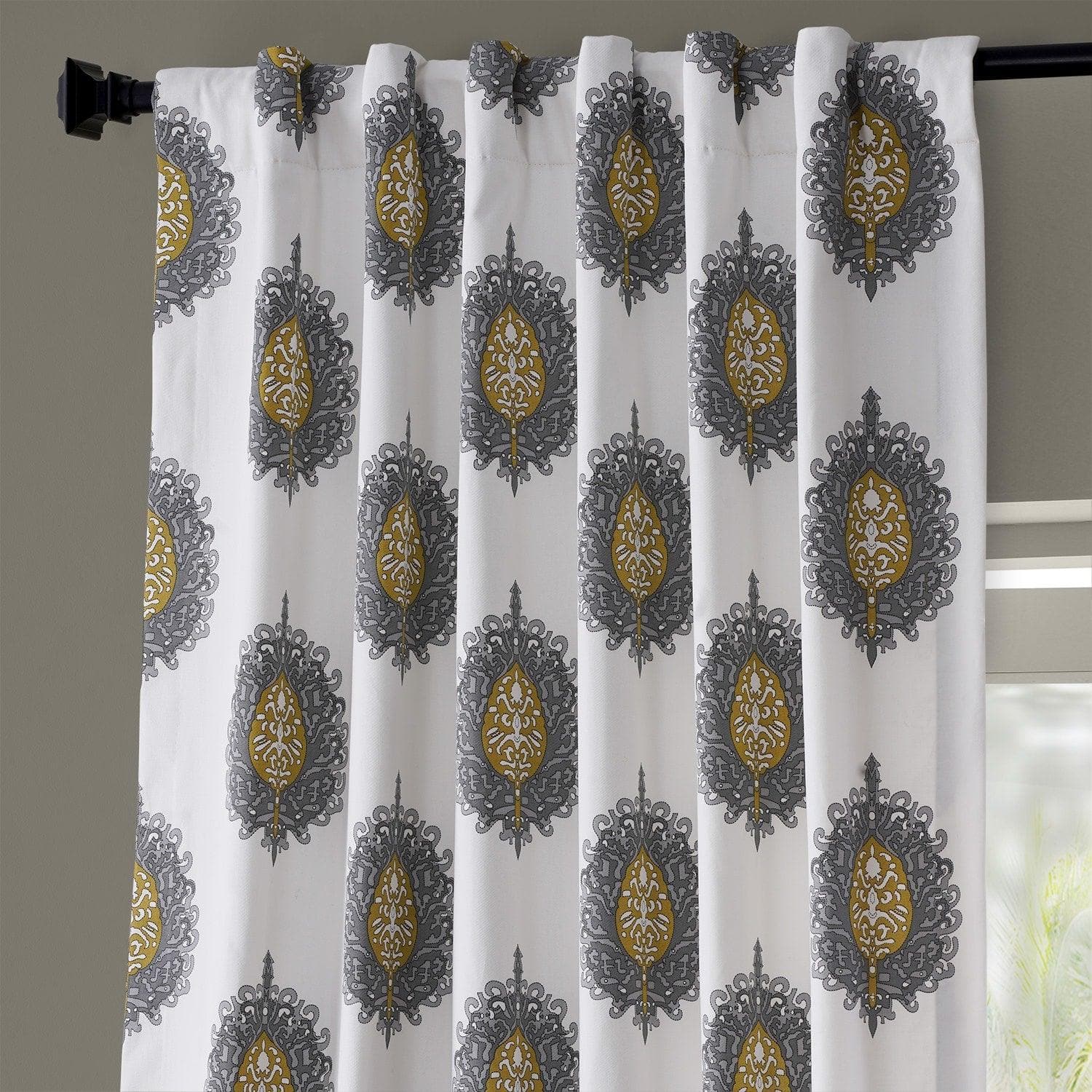 Mayan Gold Emblem Printed Cotton Room Darkening Curtain - Image 3
