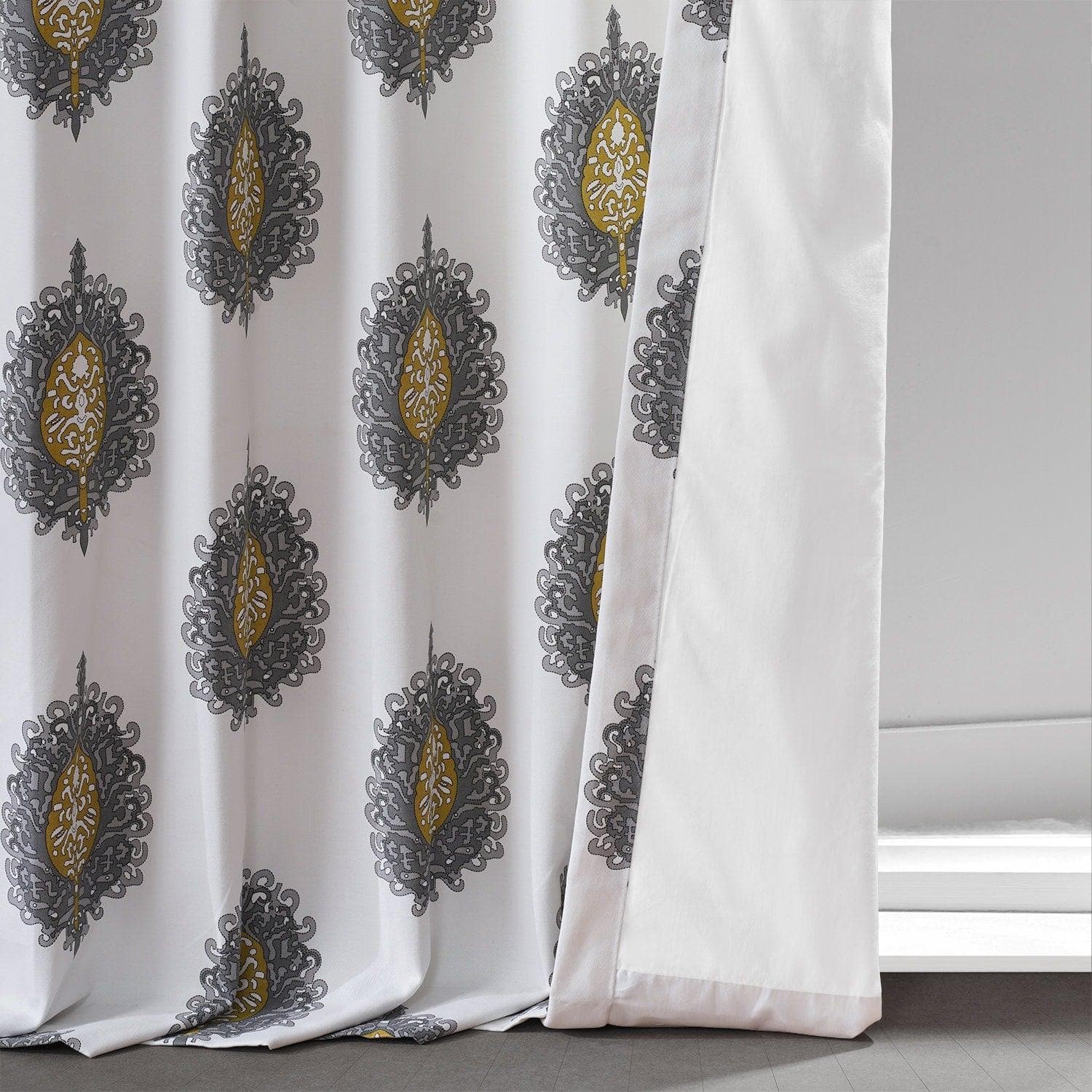 Mayan Gold Emblem Printed Cotton Room Darkening Curtain - Image 5