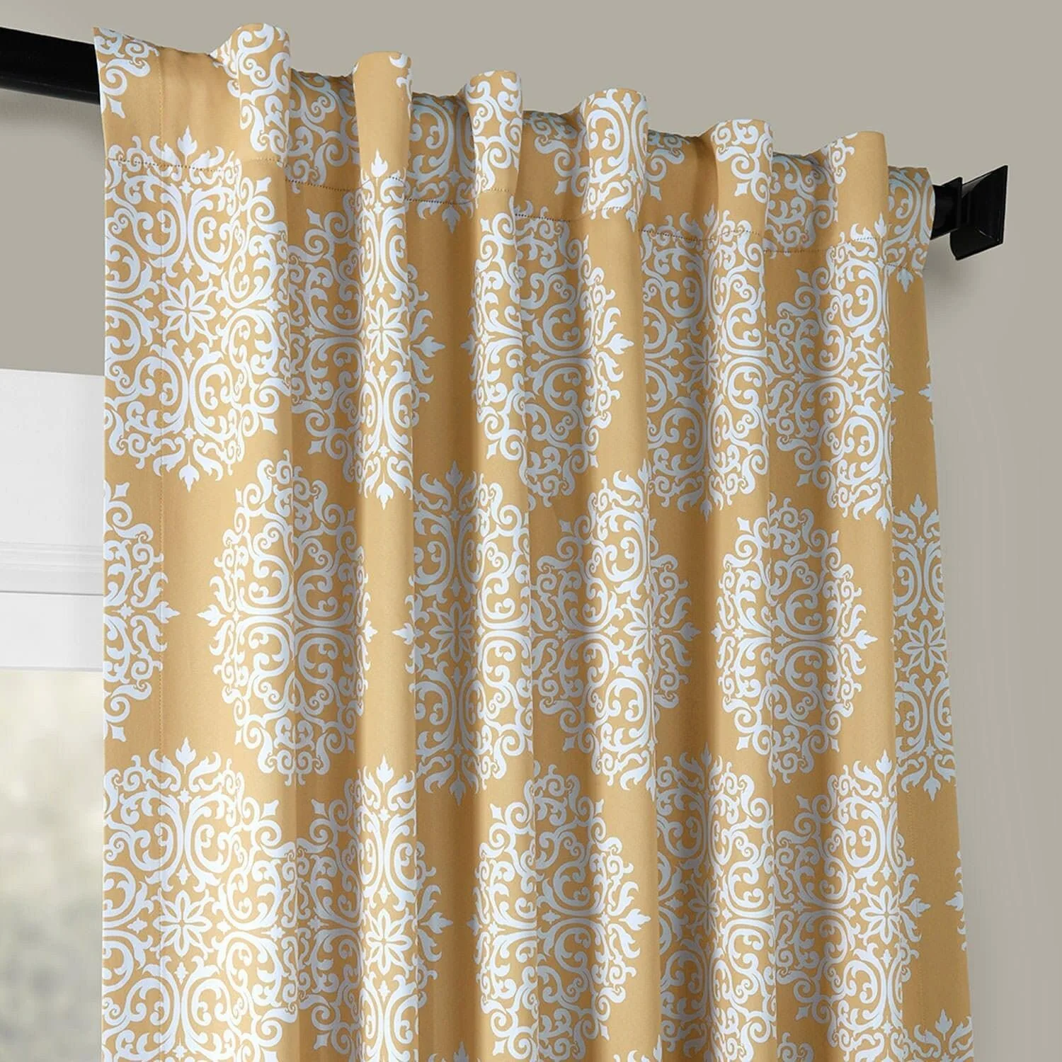 Meridian Gold Damask Room Darkening Curtain - Image 3