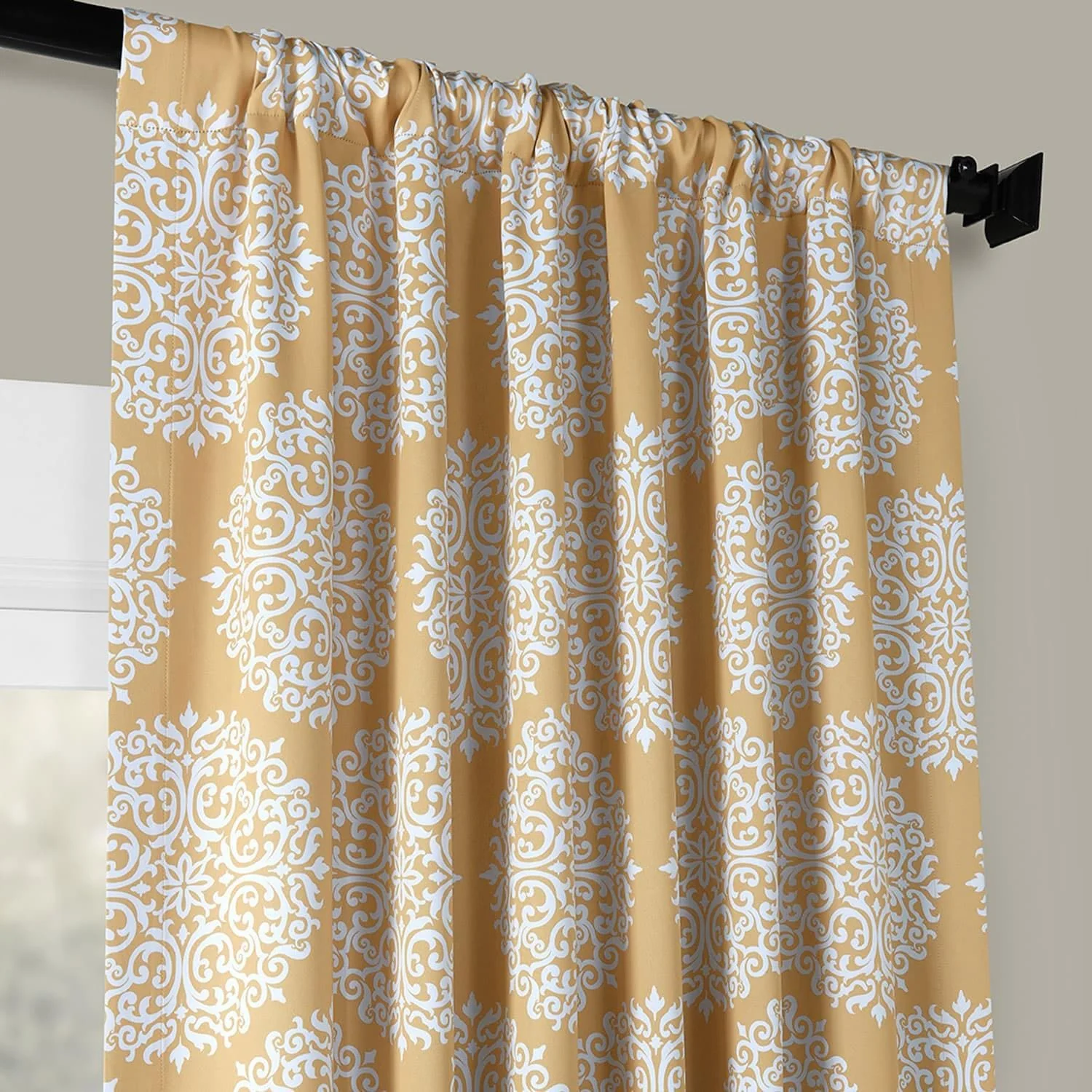 Meridian Gold Damask Room Darkening Curtain - Image 4