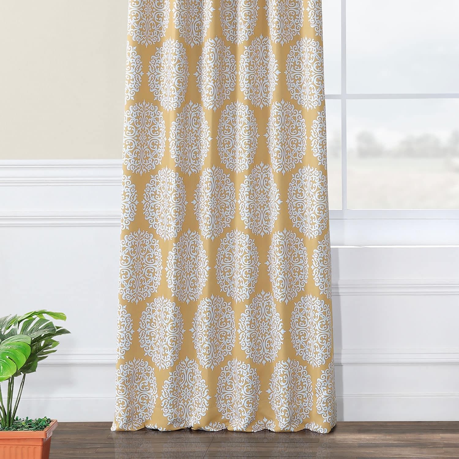Meridian Gold Damask Room Darkening Curtain - Image 6