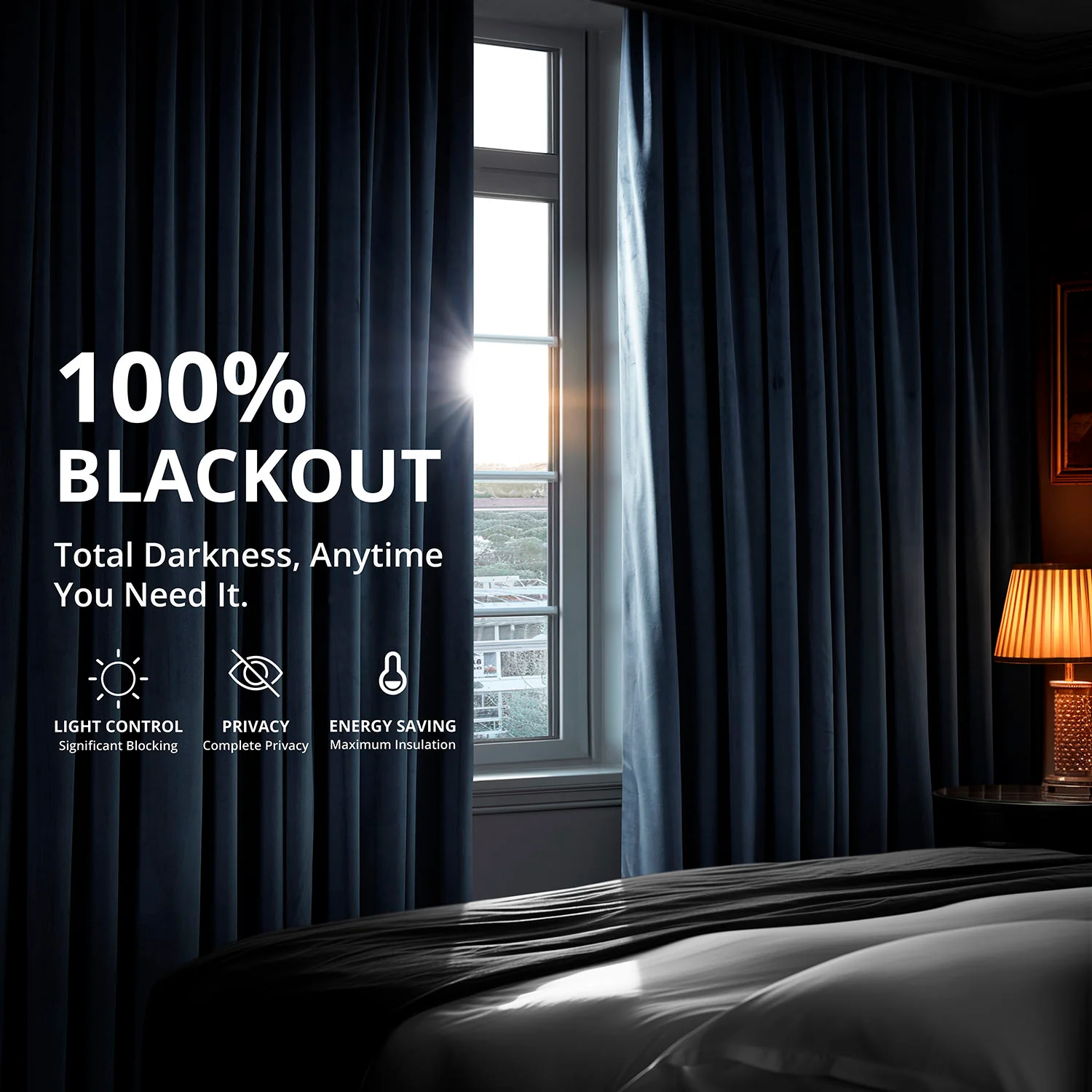 Midnight Blue Grommet Signature Velvet Blackout Curtain - Image 4