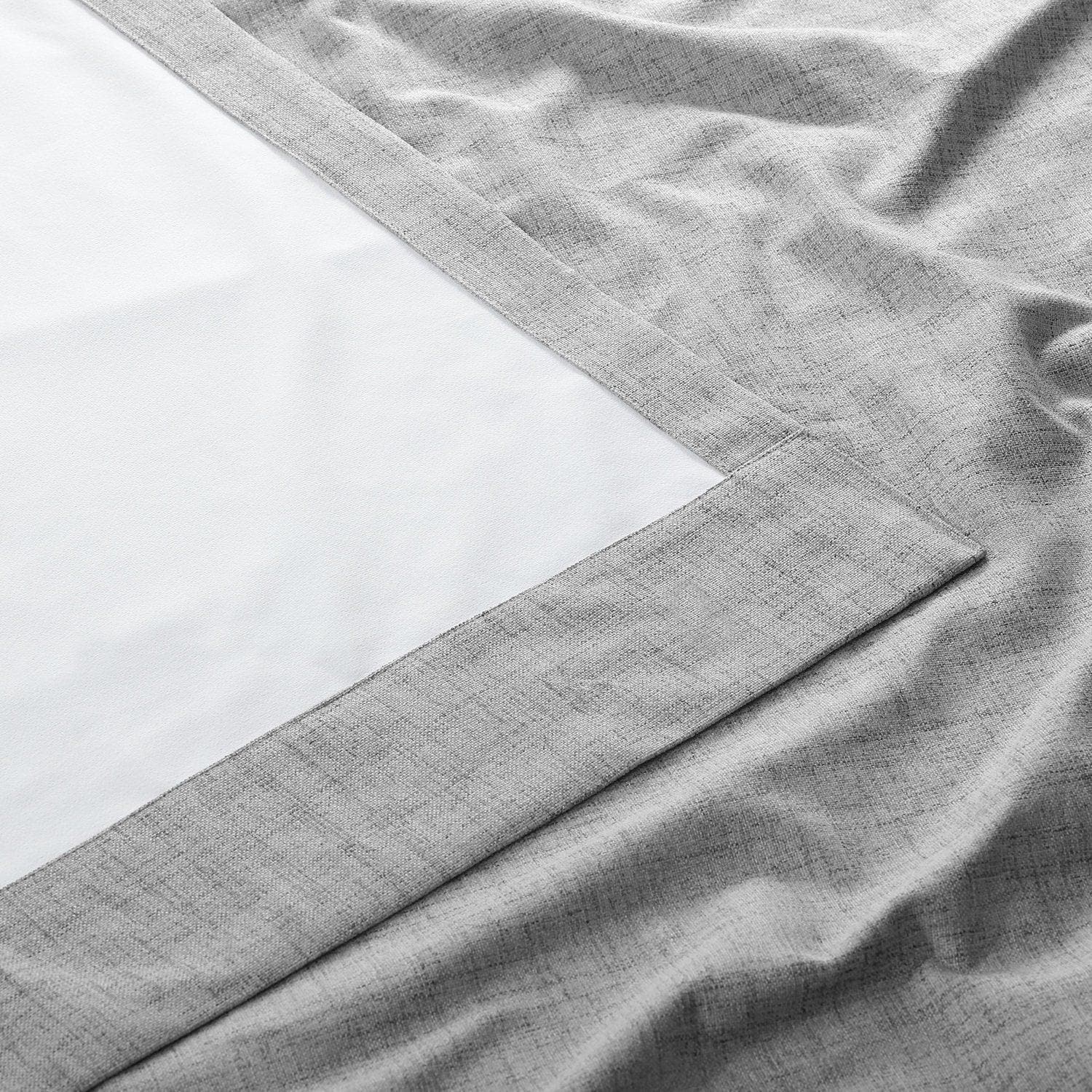 Millennial Grey Grommet Thermal Cross Linen Weave Blackout Curtain - Image 4