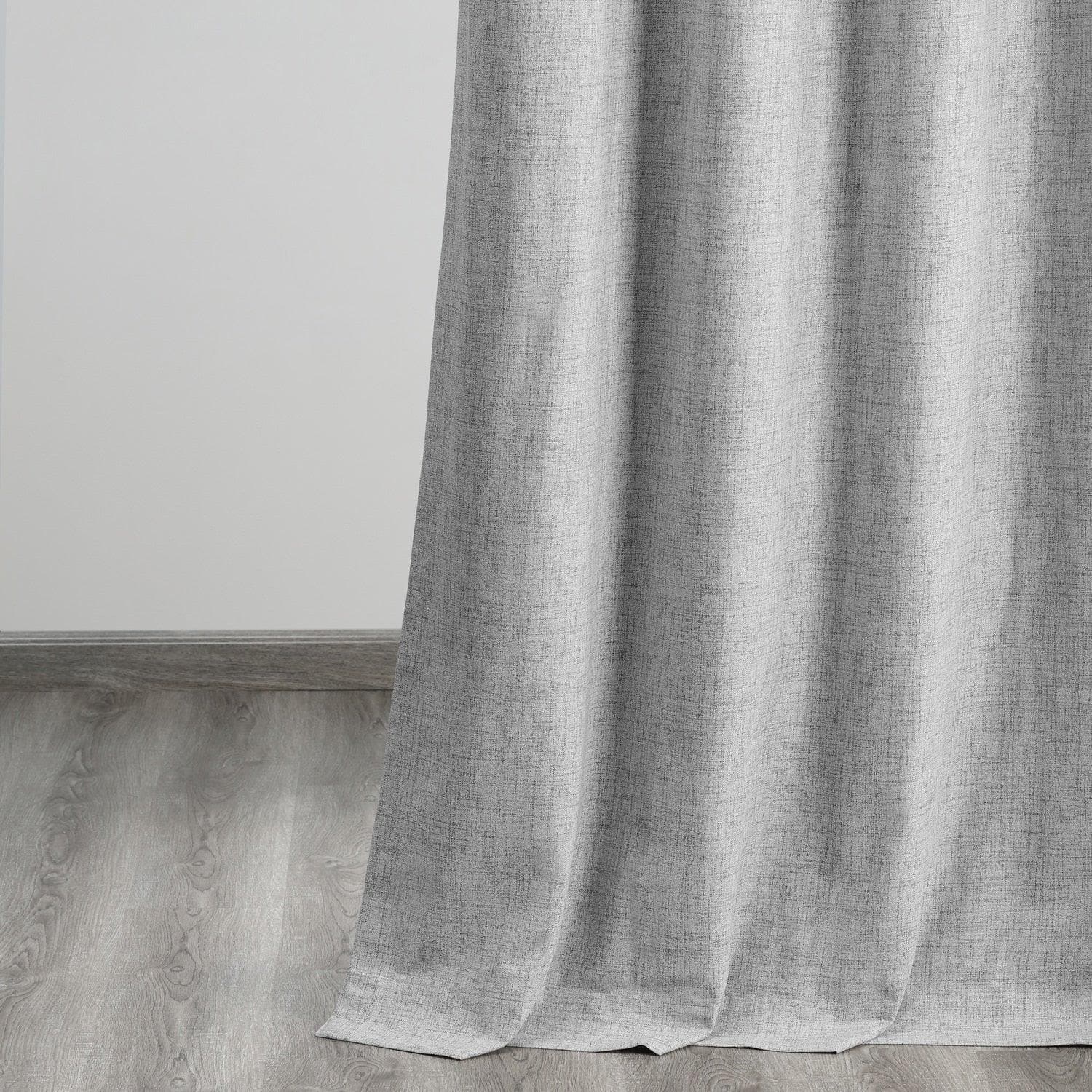 Millennial Grey Grommet Thermal Cross Linen Weave Blackout Curtain - Image 5