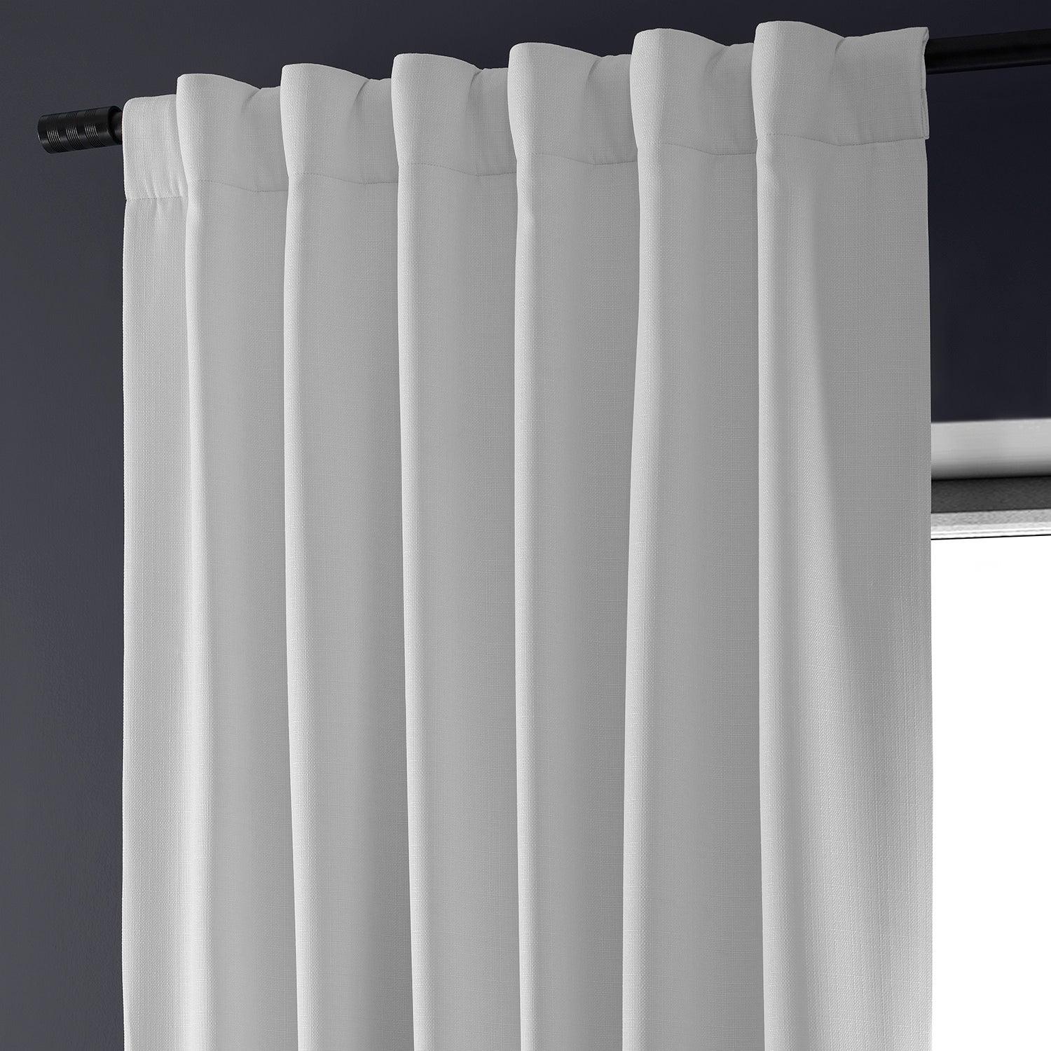 Mission White Faux Linen Hotel Blackout Curtain - Image 3