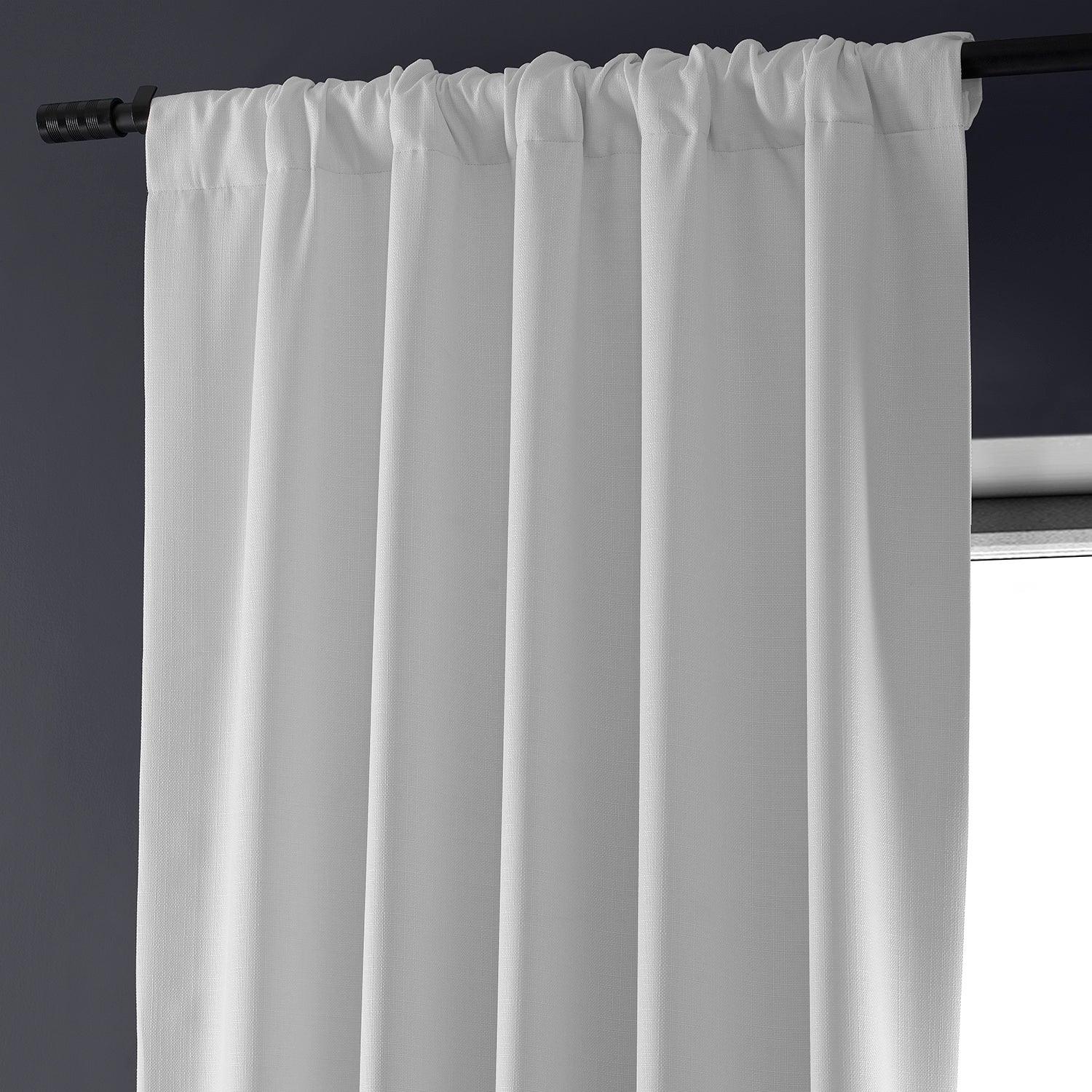 Mission White Faux Linen Hotel Blackout Curtain - Image 4