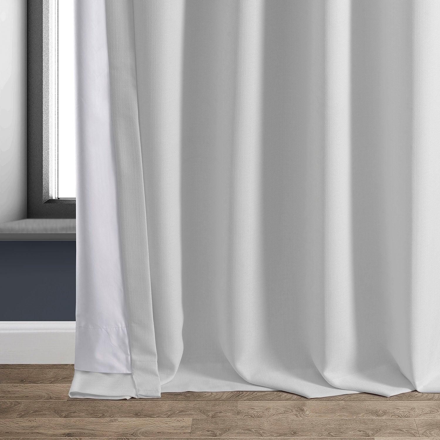 Mission White Faux Linen Hotel Blackout Curtain - Image 5